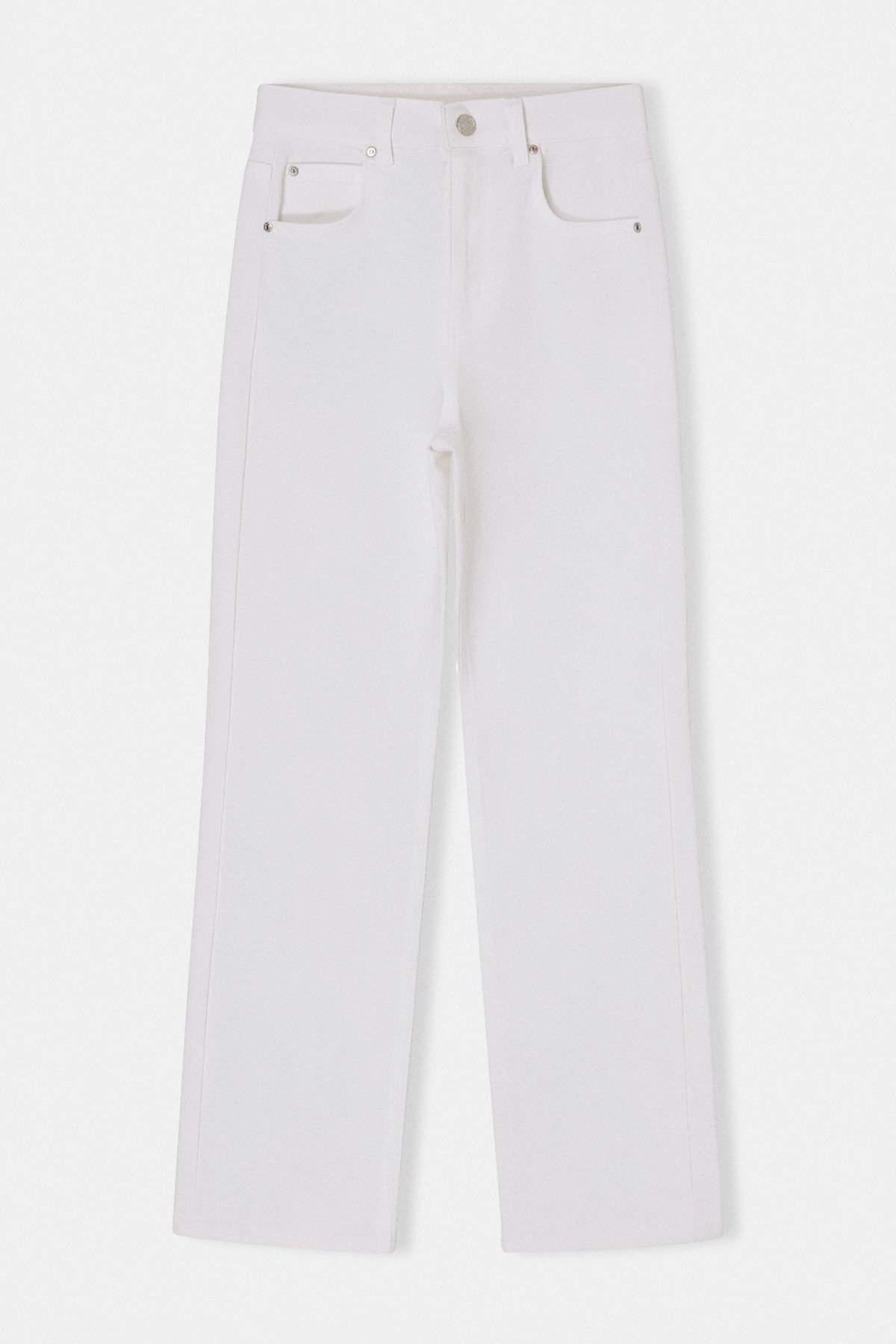 Trendyolmilla  Beyaz Yüksek Bel Orta Esnek Straight Düz Kesim Jeans TWOSS26JE00215 - Görsel 5