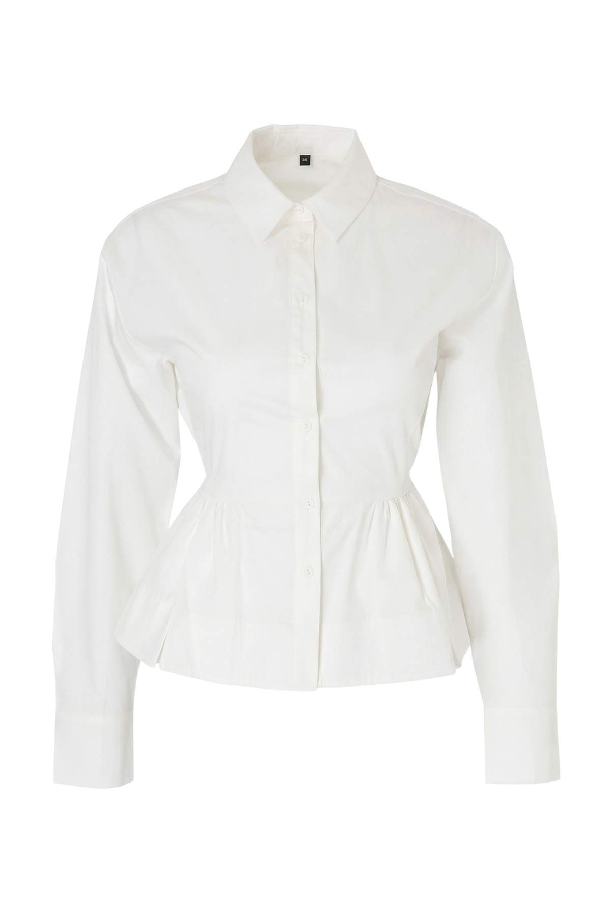 Trendyolmilla  Limited Edition Beyaz Bele Oturan Pamuk Gömlek TWOSS26GO00136