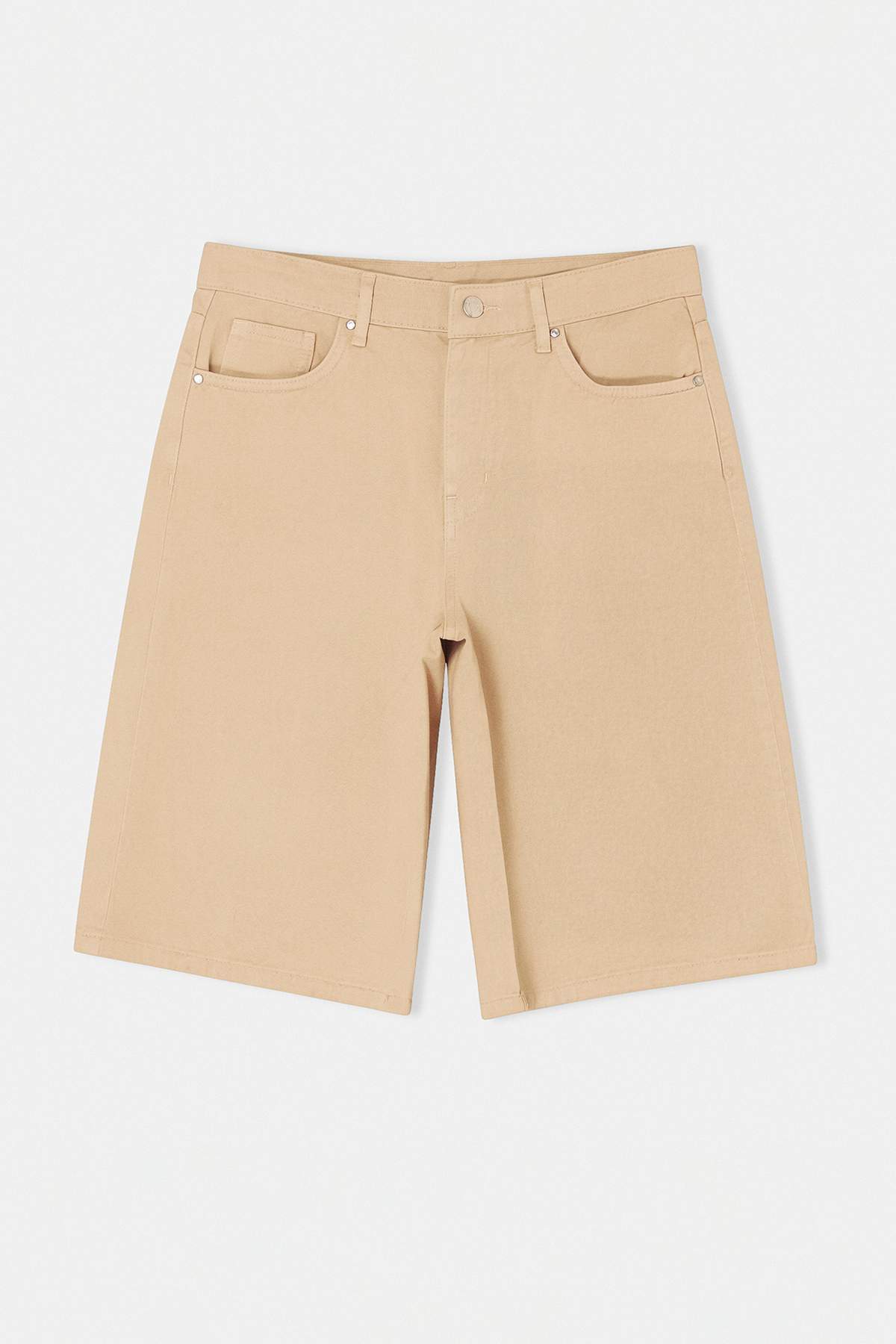 Trendyolmilla  Taş Yüksek Bel Denim Bermuda TWOSS26SR00154 - Görsel 5