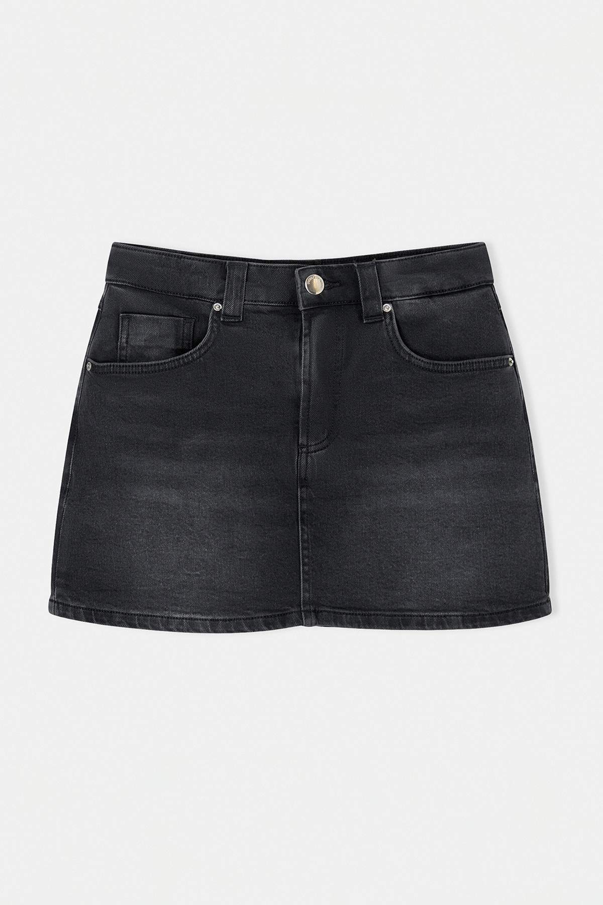 Trendyolmilla  Siyah Az Esnek Mini Denim Şort Etek TWOSS26SR00052 - Görsel 5