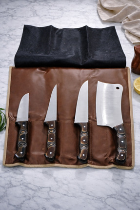 ch woodline Kurban Bıçak Seti 4 Parça 4116 Alman Çeliği Çantalı El Yapımı