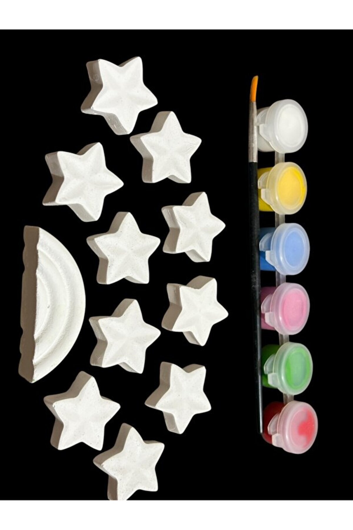 Star & Rainbow Stone Painting Set 6 Colors Paint + Brush DIY Educational Hobby Set