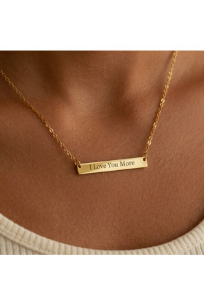 Soleildor 925 ayar Orijinal Gümüş Kişiye Özel Üstten Halkalı Yatay Bar İsim T...