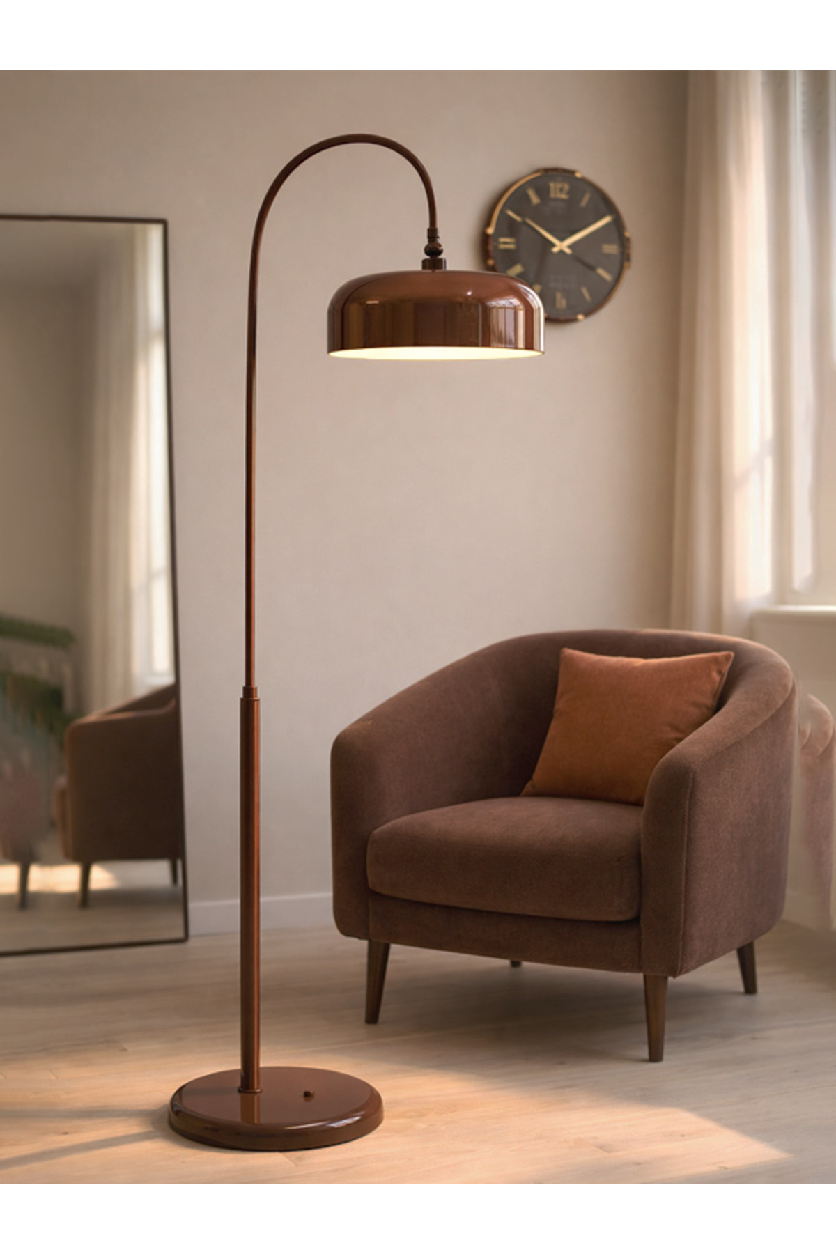 NOONLUX DESIGN&LIGHTING Bolton Kahverengi Lambader İç Kısmı Beyaz