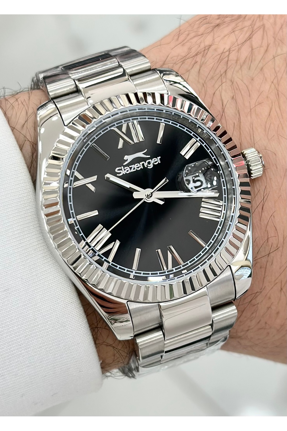 ساعت مچی مردانه ضد آب با بند استیل اسلازنگر ساعت Slazenger