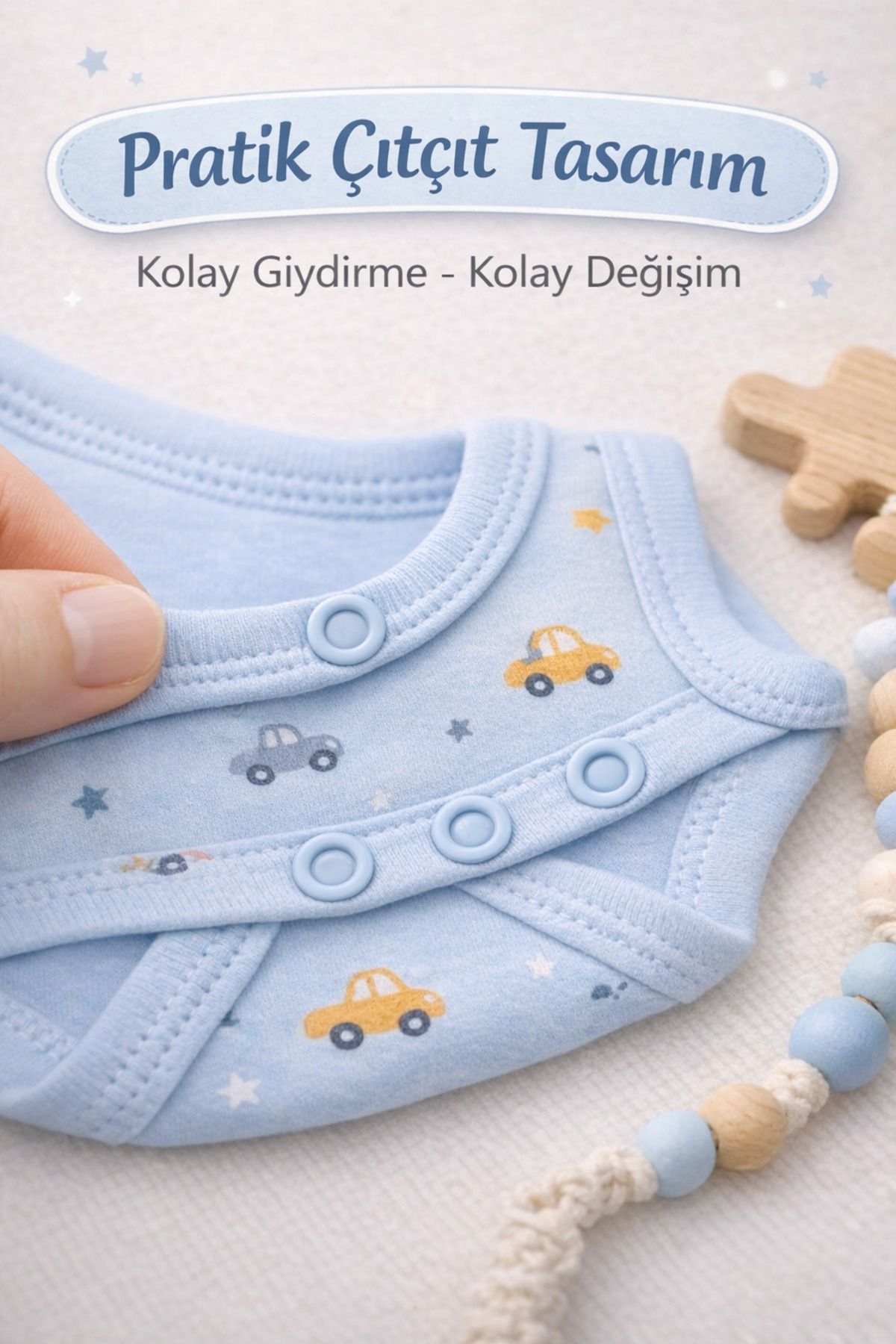 Vivolas Bebek Çıtçıtlı Body Desenli %100 Organik Pamuklu 3'Lü Askılı Zıbın Erkek Bebek & Çocuk 0-4 Yaş fotoğrafı 6 (önizleme)