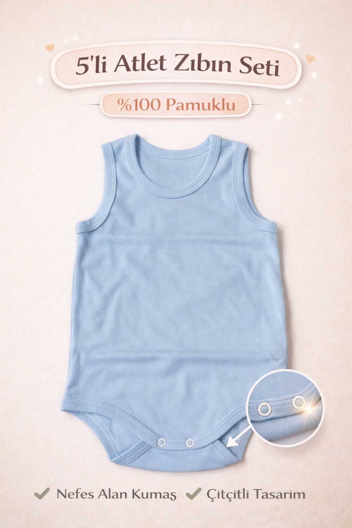 Vivolas %100 Pamuk 5'li Bebek Çıtçıtlı Body Atlet Seti Renkli Zıbın Kız & Erkek 0-4 Yaş fotoğrafı 4 (önizleme)