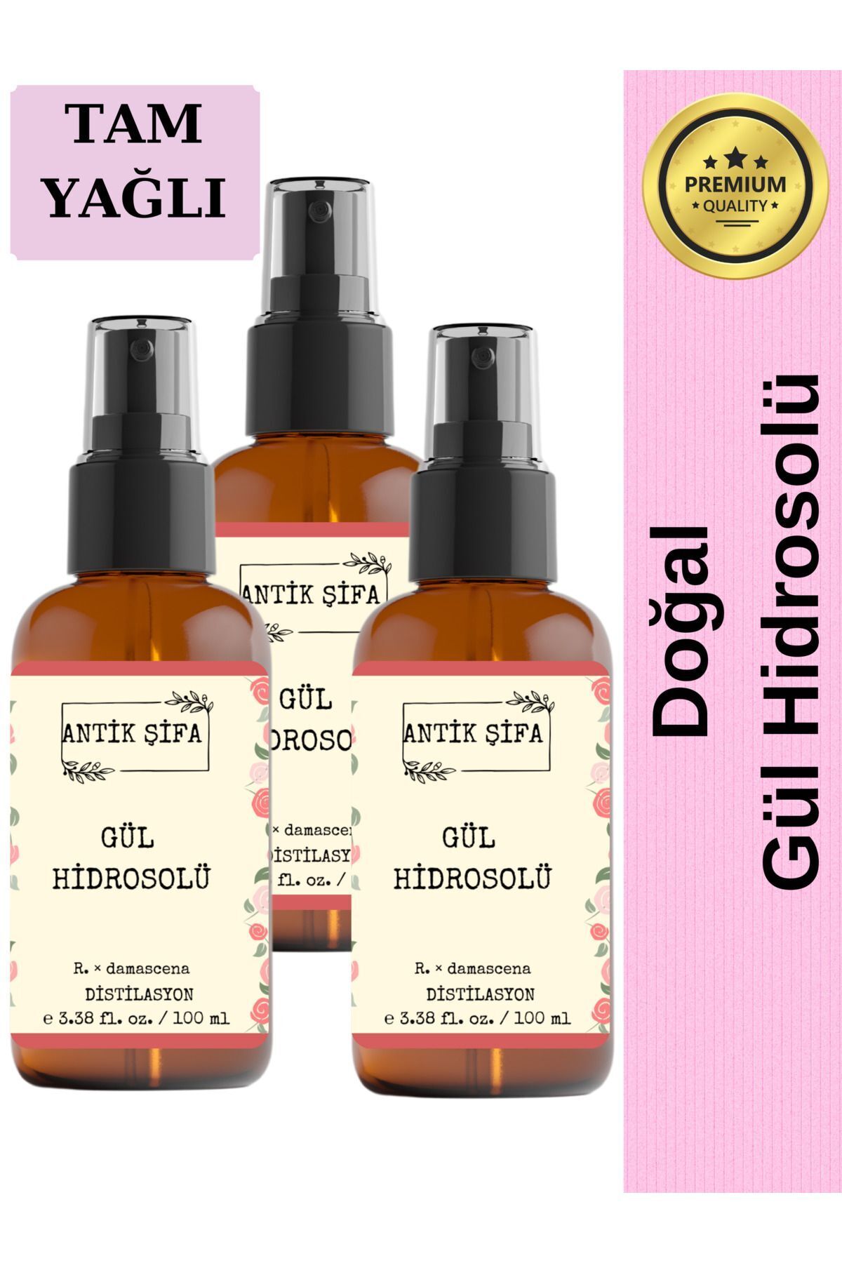 Gül Suyu 300 ml - Saf Tam Yağlı Gül Hidrosolü Tonik (3 X 100 ML) — gulseti3lu — تصویر 4 از 6
