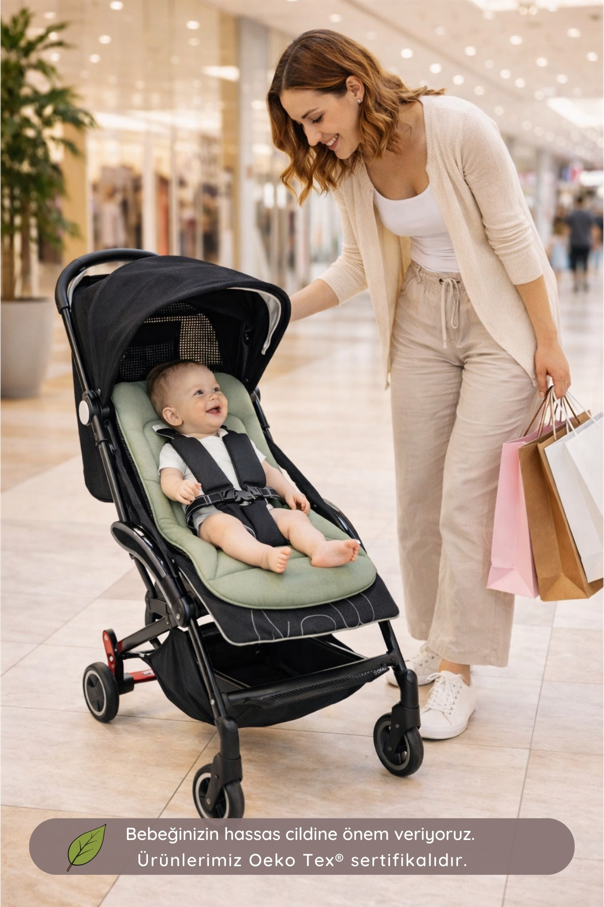 ubeybi 4 Mevsim Puset Minderi 3d - %100 Pamuklu - Haki Renk fotoğrafı 3 (önizleme)