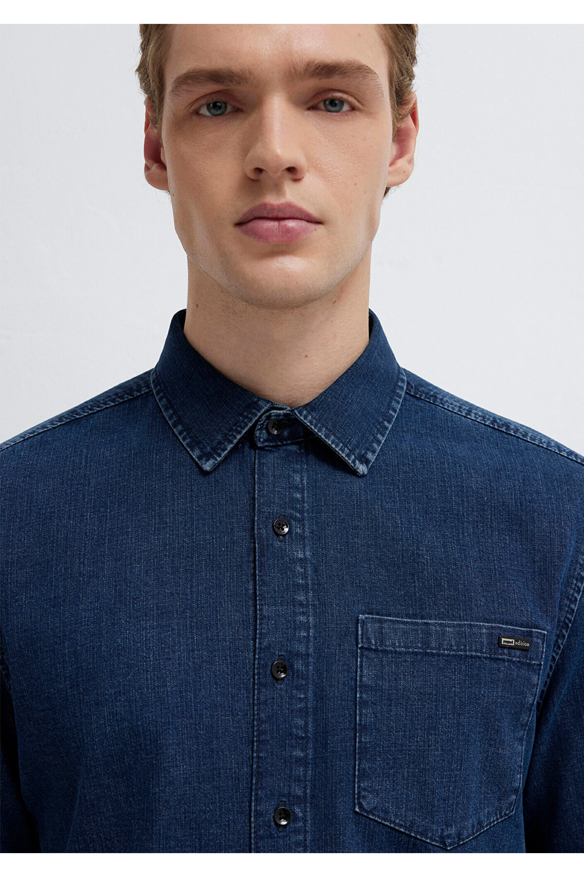 Mavi  Eric Edition Puslu İndigo Mavisi Jean Gömlek Regular Fit / Normal Kesim 0211504-91348 - Görsel 7