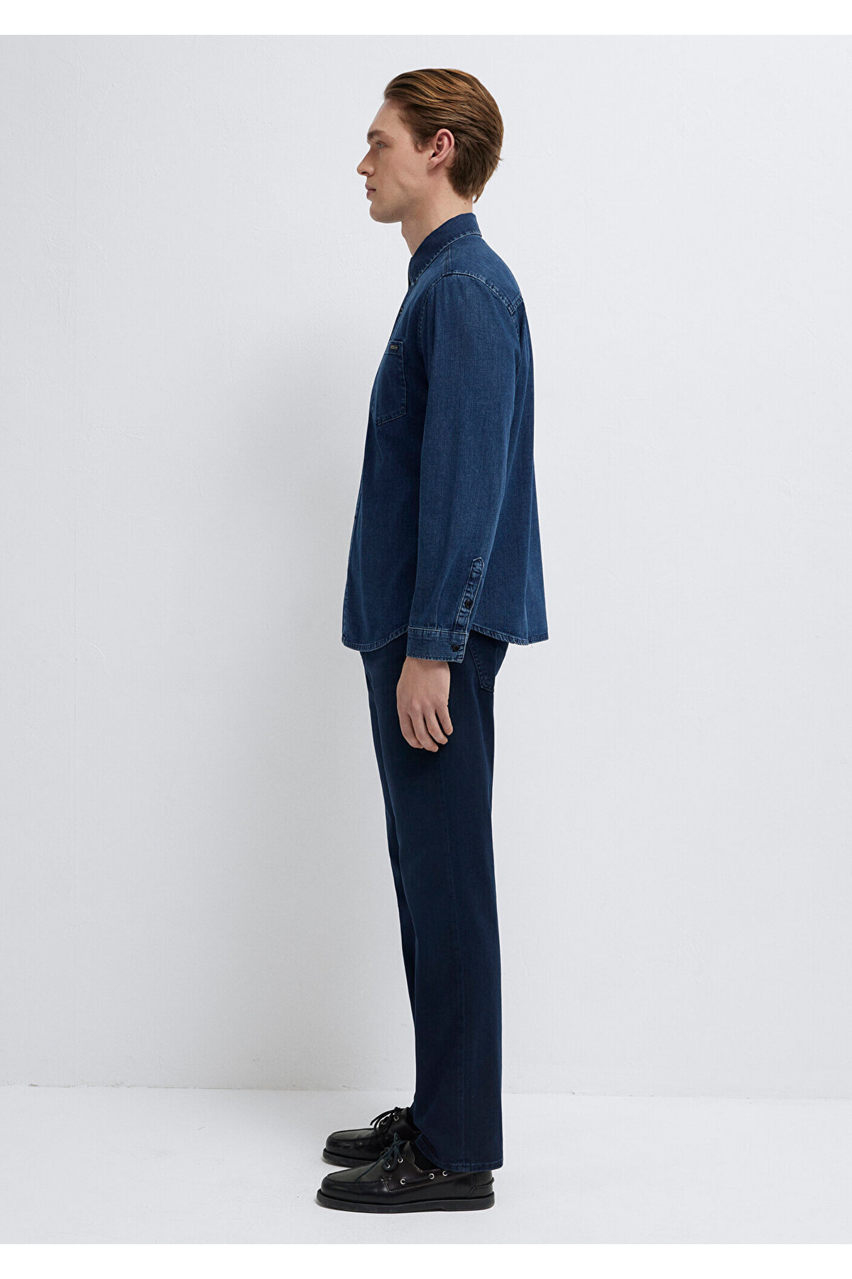 Mavi  Eric Edition Puslu İndigo Mavisi Jean Gömlek Regular Fit / Normal Kesim 0211504-91348 - Görsel 5