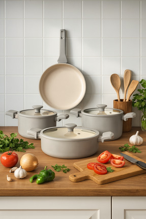 Gigilli Luna 7 Parça Crystal Tencere ve Tava Seti