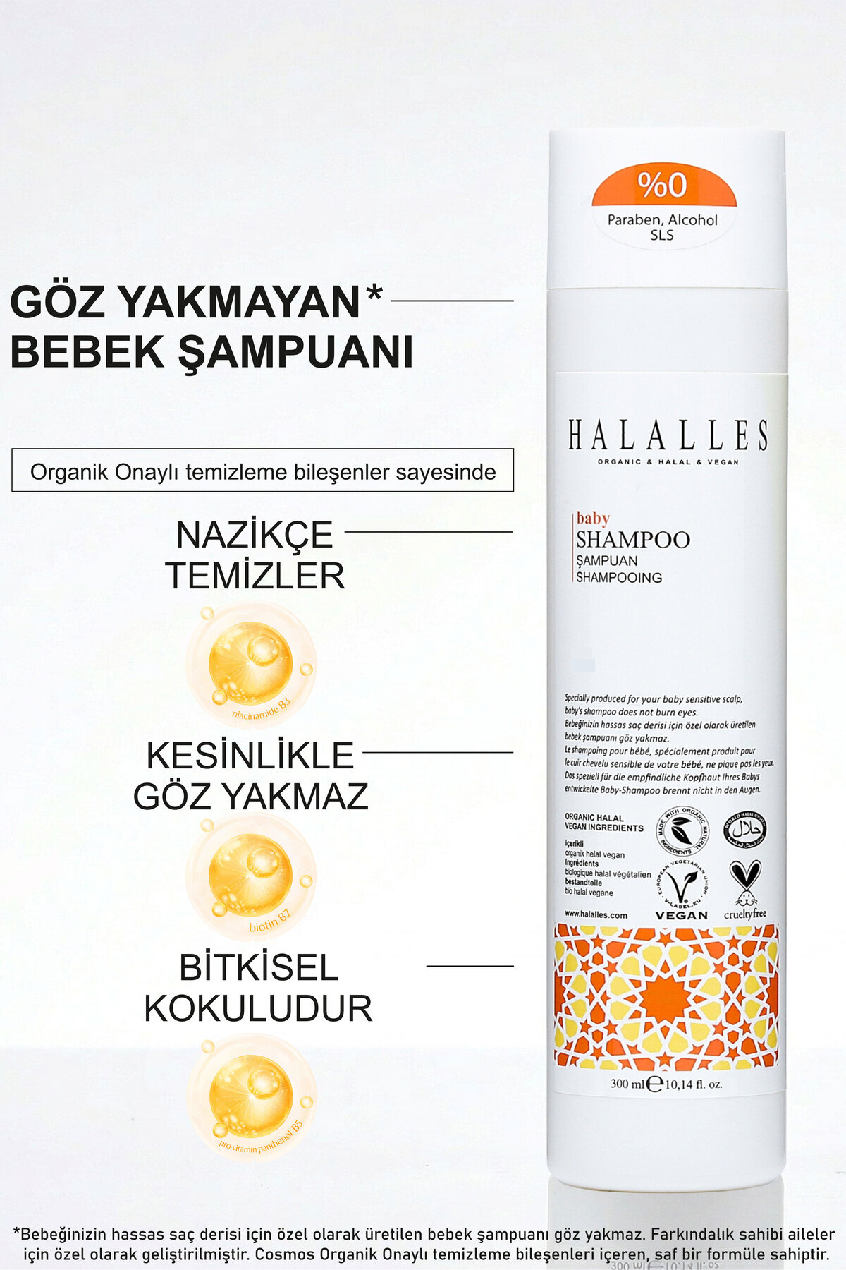 Halalles Bebek Şampuanı Göz Yakmayan Organik ve Doğal İçerikli Sülfatsız Özel Formül 300 ml fotoğrafı 2 (önizleme)