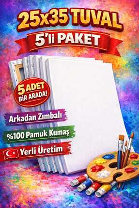 mercan tuval 25 X 35 Cm Arkadan Zımbalı 5 Li Paket Tual