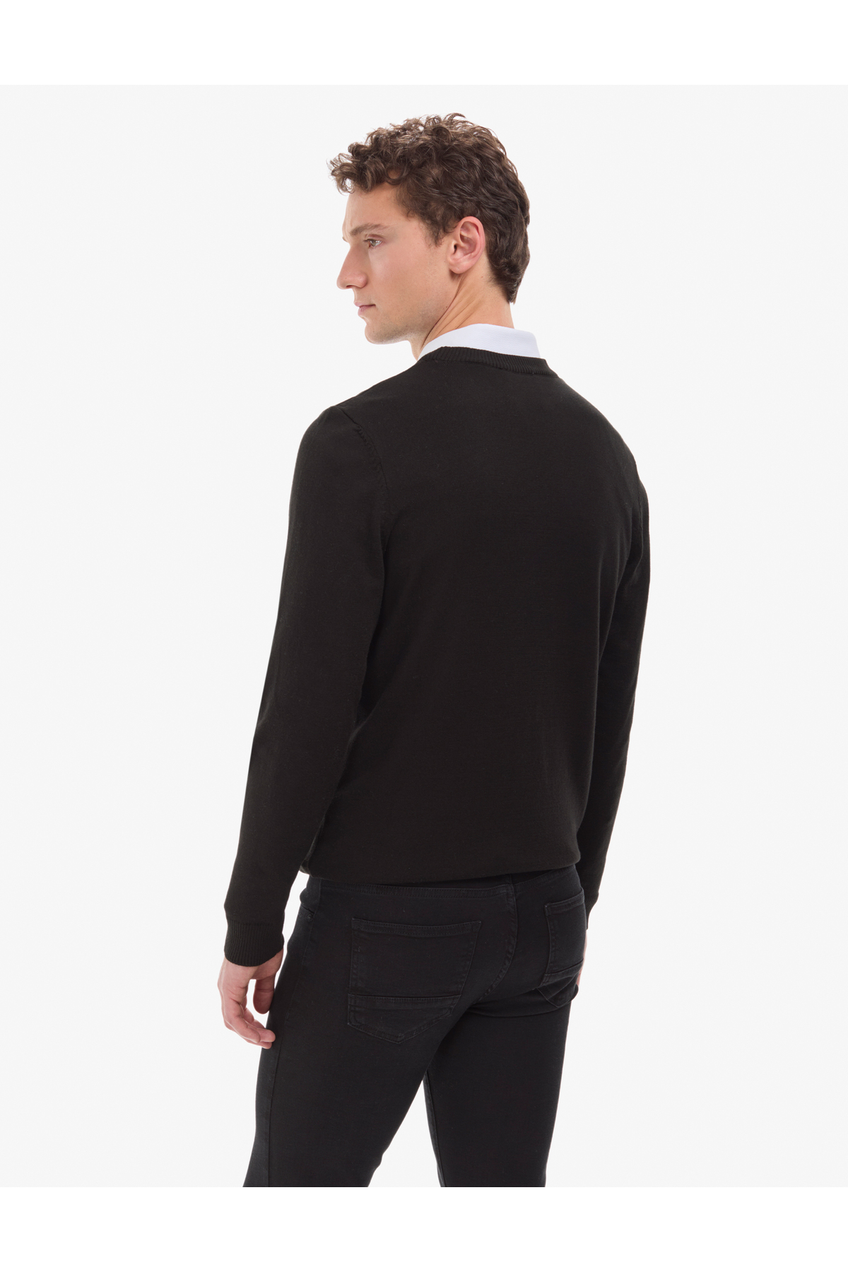 Pierre Cardin  Siyah Slim Fit Bisiklet Yaka Basic Triko Kazak 50314192-VR046 - Görsel 6