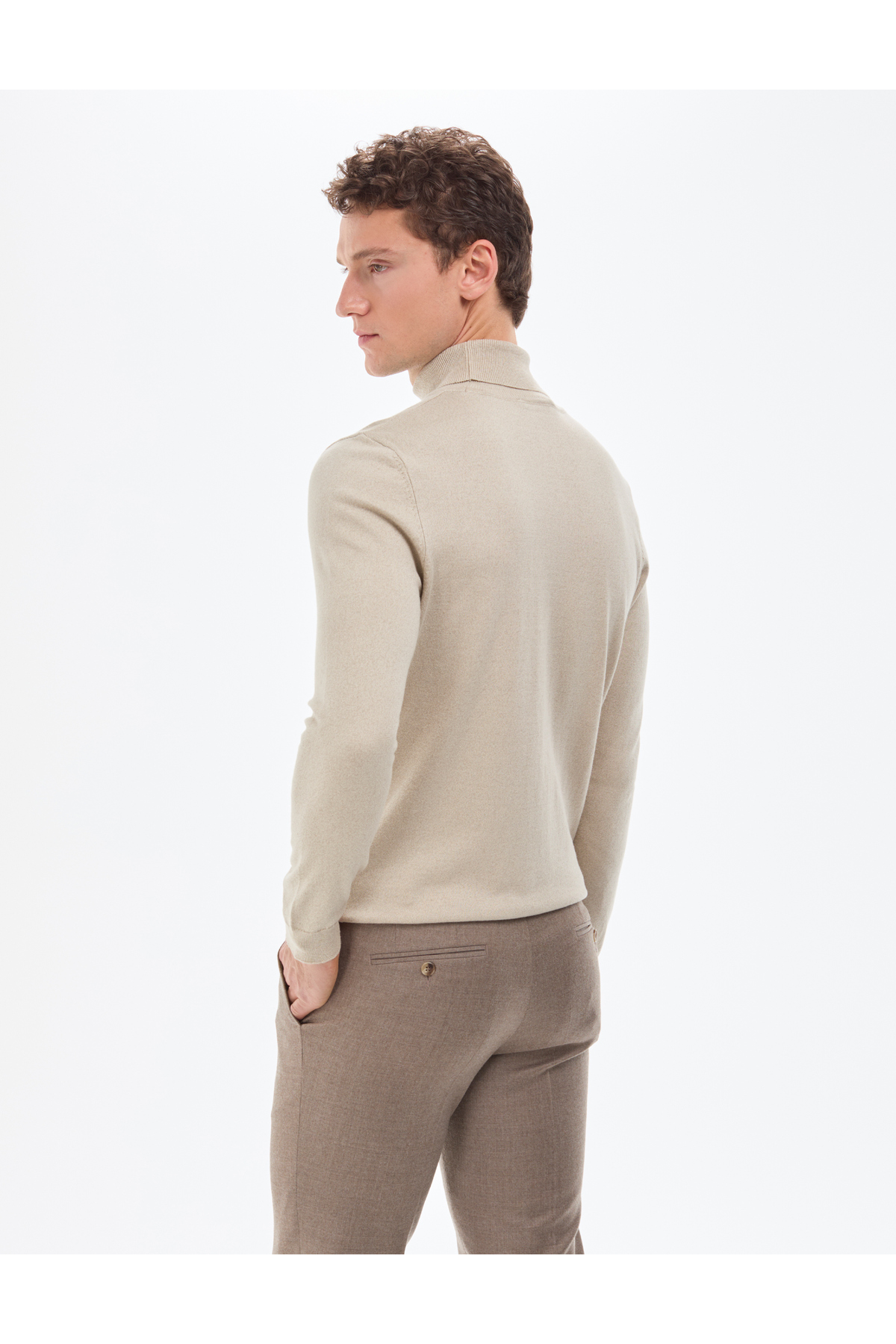 Pierre Cardin  Kum Melanj Slim Fit Balıkçı Yaka Basic Triko Kazak 50314202-VR123 - Görsel 6