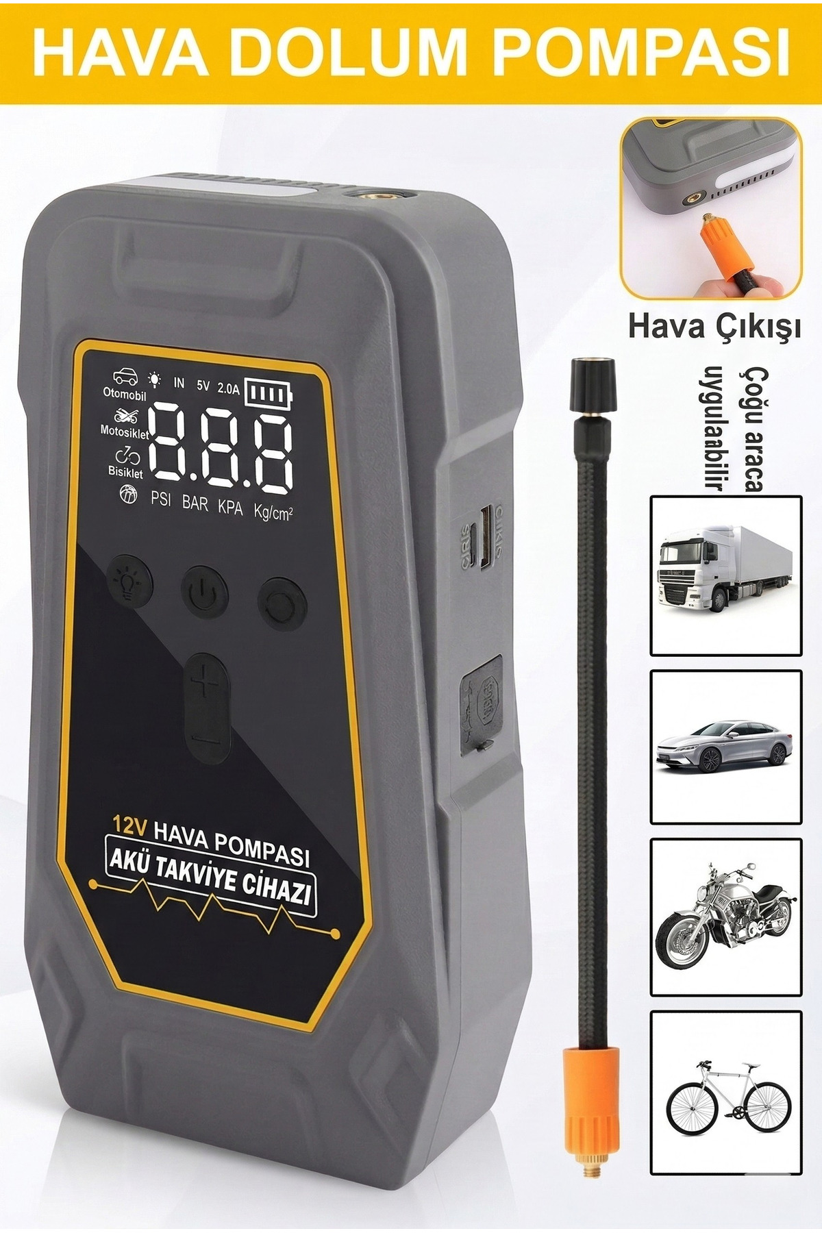 1000 Amper Taşınabilir Araç Akü Takviye Cihazı ve 10.000 Powerbank - 12V Acil Durum Başlatıcı