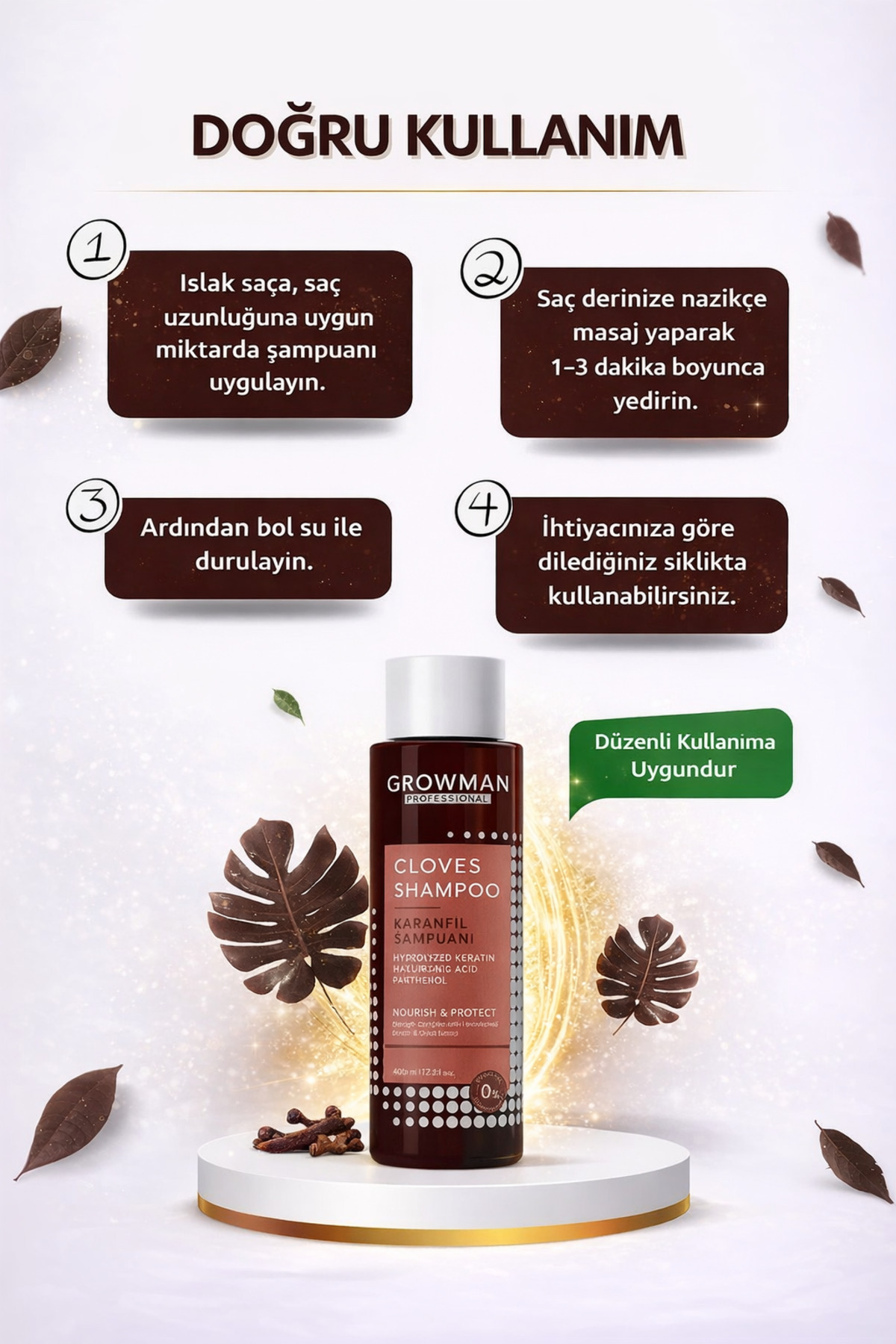 Karanfil Özlü Şampuan ve Karanfil Suyu Set – Saç Dökülme Karşıtı Destekleyici Bakım — GM-KAR-SET-01 — تصویر 6 از 8