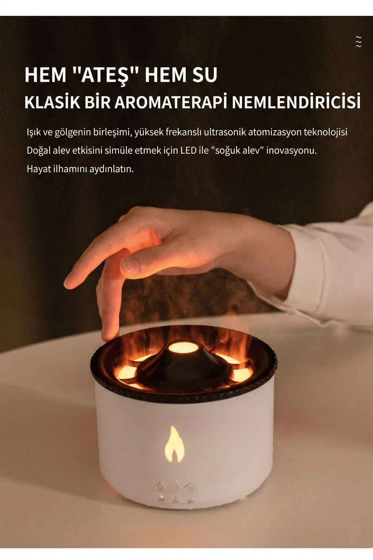 500ml Uzaktan Kumandalı Hava Nemlendirici - Renkli LED Işıklı Aroma Difüzörü ve Buhar Makinesi