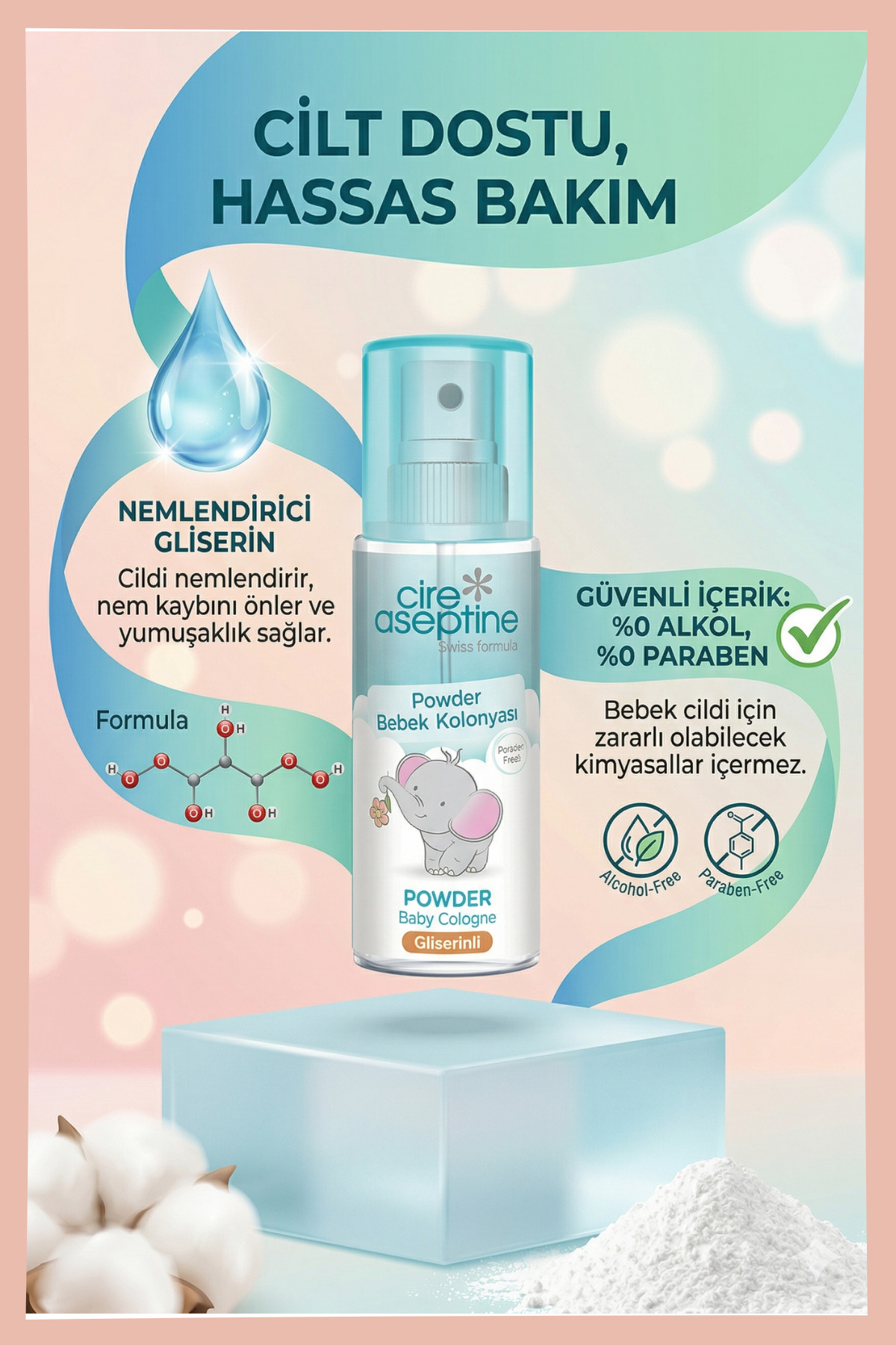 Cire Aseptine Bebek Kolonyası Powder 150 Ml fotoğrafı 3 (önizleme)
