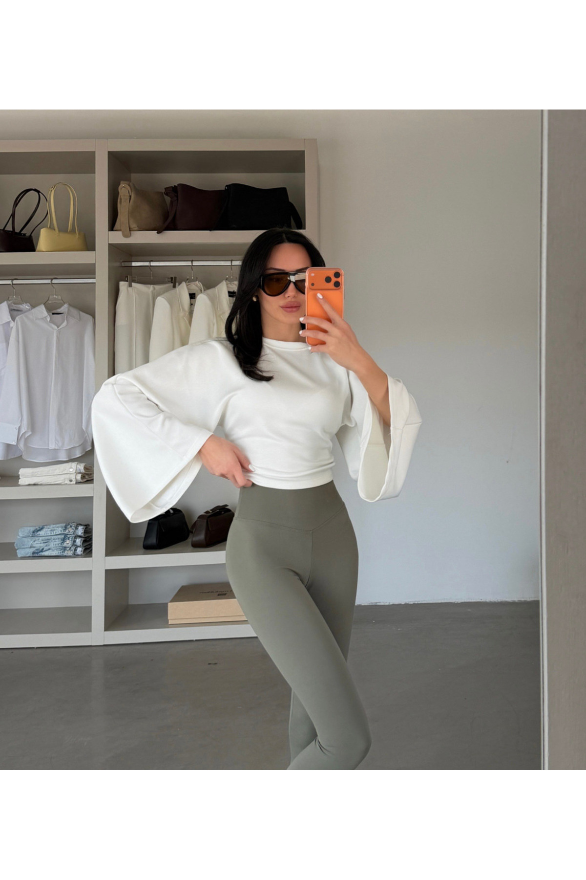 MareandCo  Salaş Kol Bele Oturan Model Bluz -Beyaz - Görsel 8