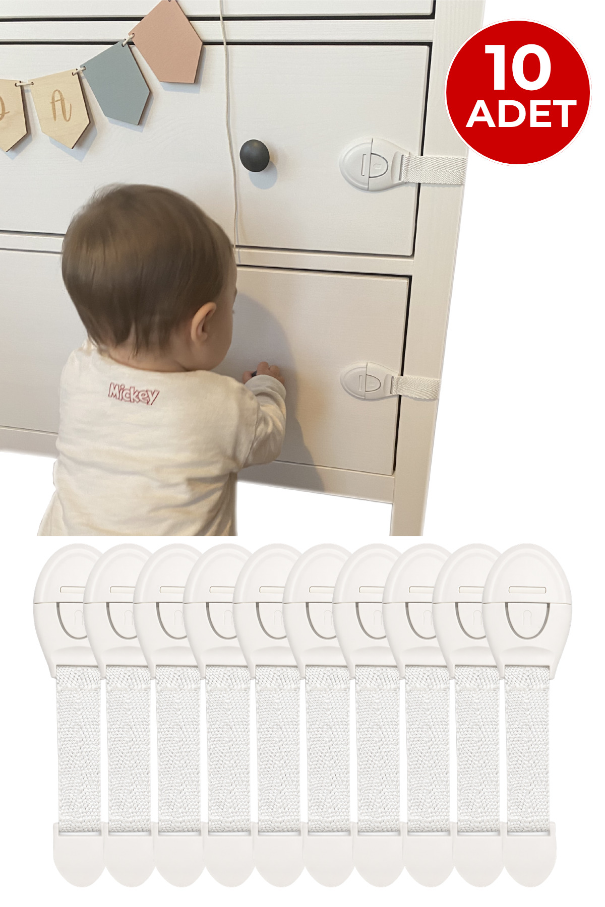 Child Safety Lock | Double Sided Tape | No Screwing Required | Cabinet & Drawer Lock 10pcs