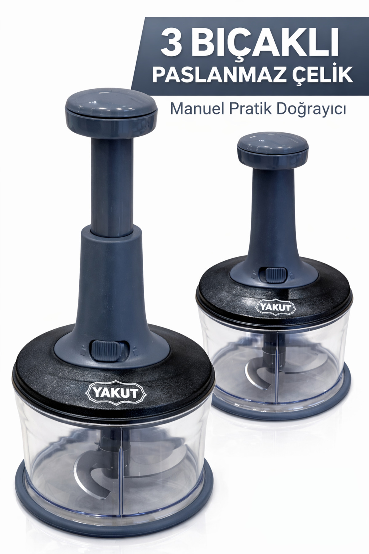 Manual Push Hand Rondo with Steel Blade -Vegetable, Onion, Garlic Chopper(Grey)
