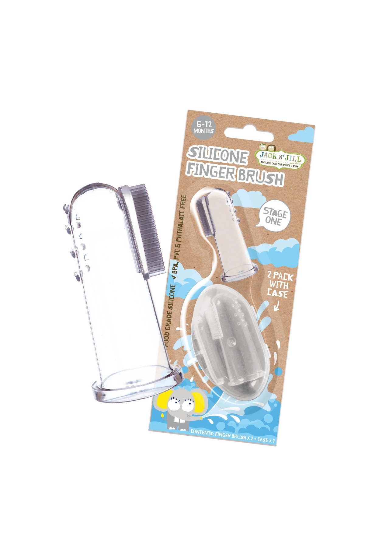 Jack N'Jill Jack N Jill Stage 1 Silikon Parmak Fırça - 2 Pack fotoğrafı 2 (önizleme)