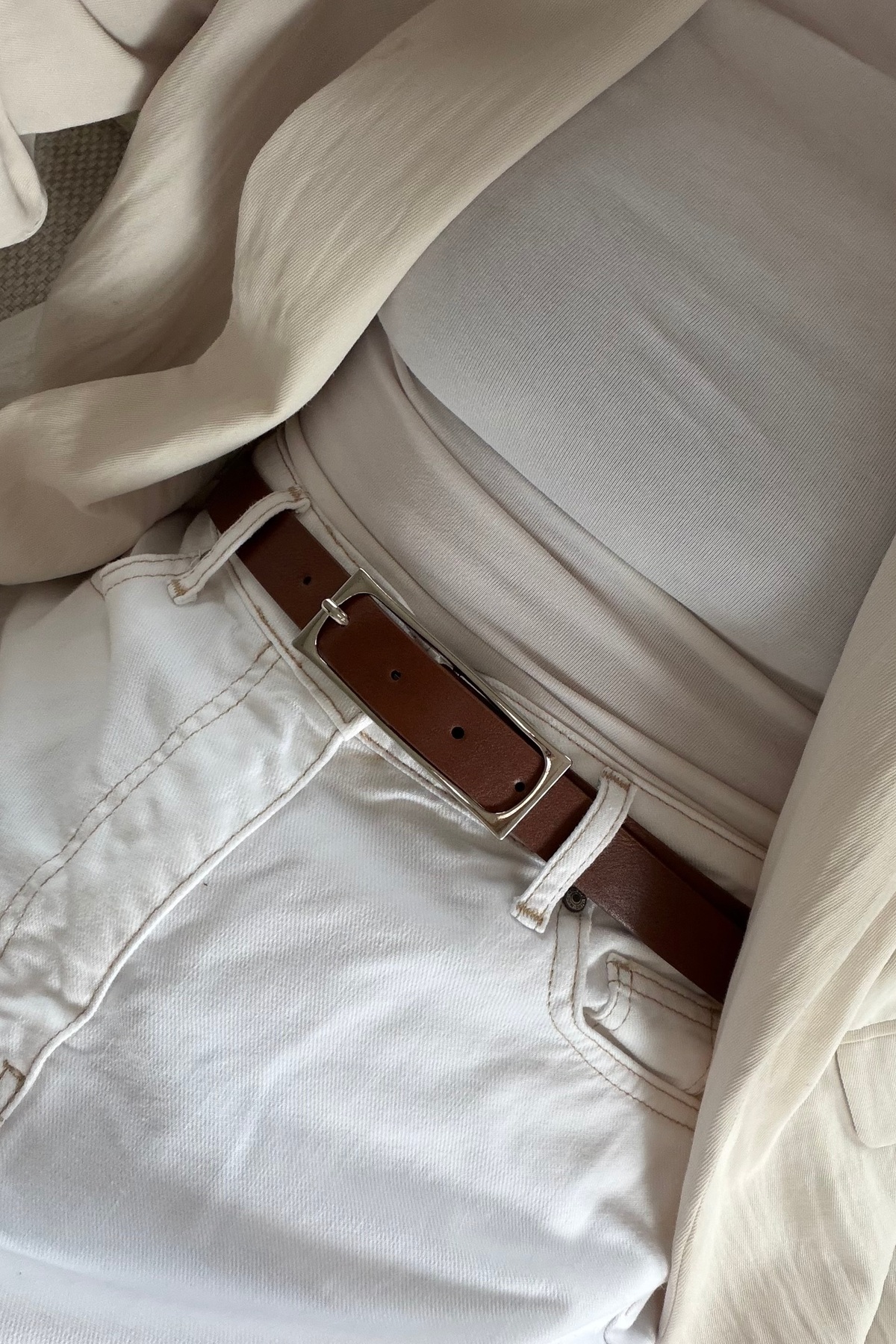 Silvana Women's Belt with Silver Buckle (Tan)