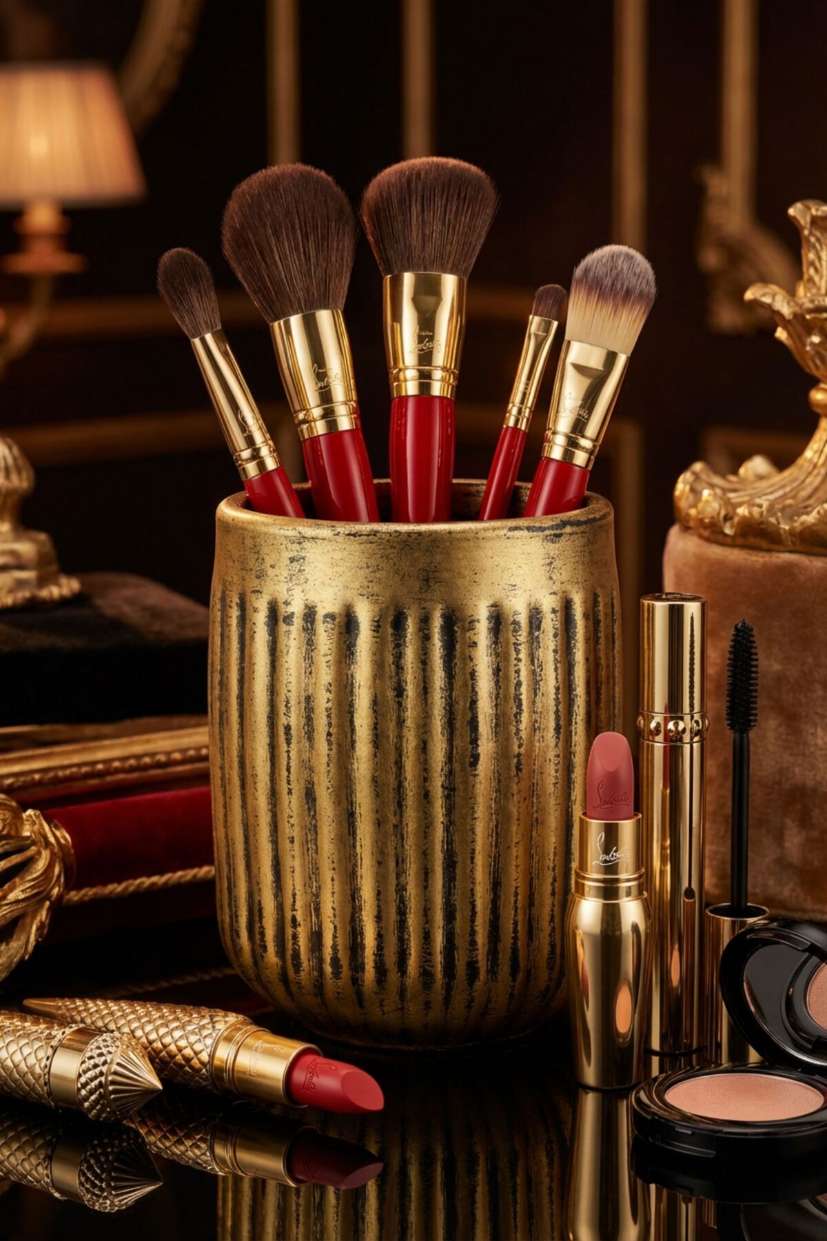 Makeup Organizer Makeup Brush Holder Makeup Organizer Organizer Gold Antique Color Model 11