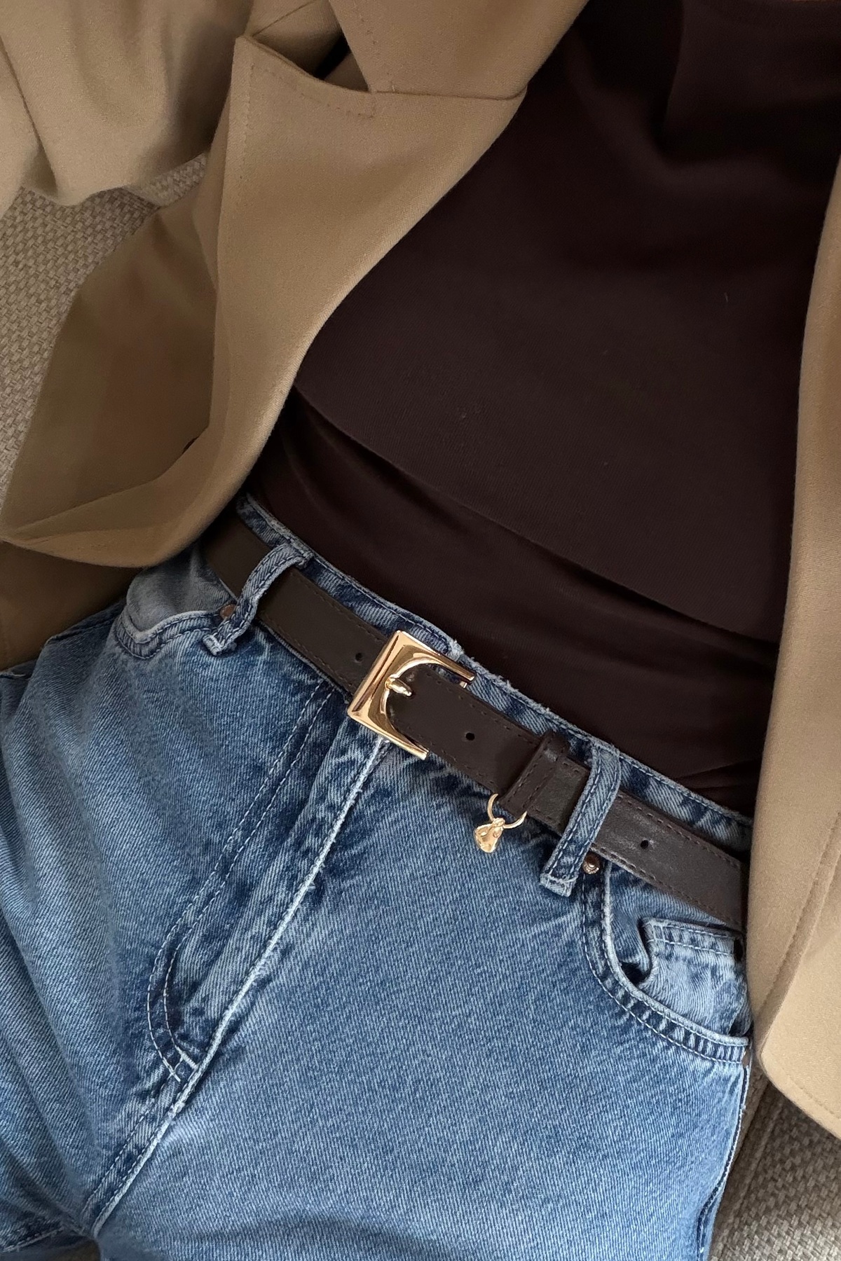 Silvana Gold Buckle Women's Belt (Acikahve)