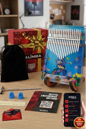 Midex KLX-640-PAK Okyanus Cam Kalimba 17 Tuşlu Full Set