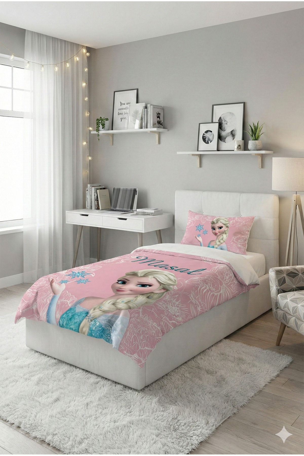 MEKTA HOME BEBEK VE ÇOCUK ODASI Motifli Elsa Desenli Pembe Nevresim Takımı fotoğrafı 2 (önizleme)