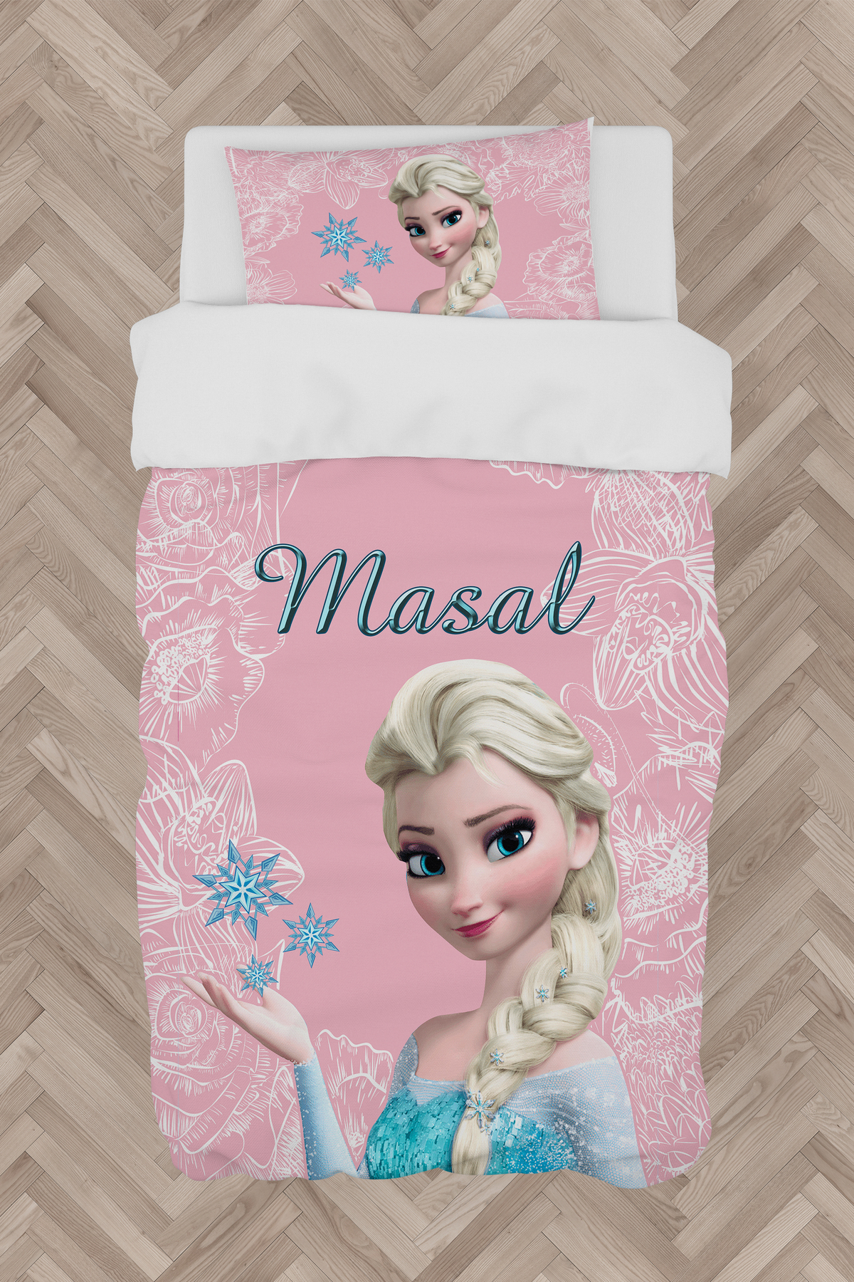 MEKTA HOME BEBEK VE ÇOCUK ODASI Motifli Elsa Desenli Pembe Nevresim Takımı fotoğrafı 6 (önizleme)