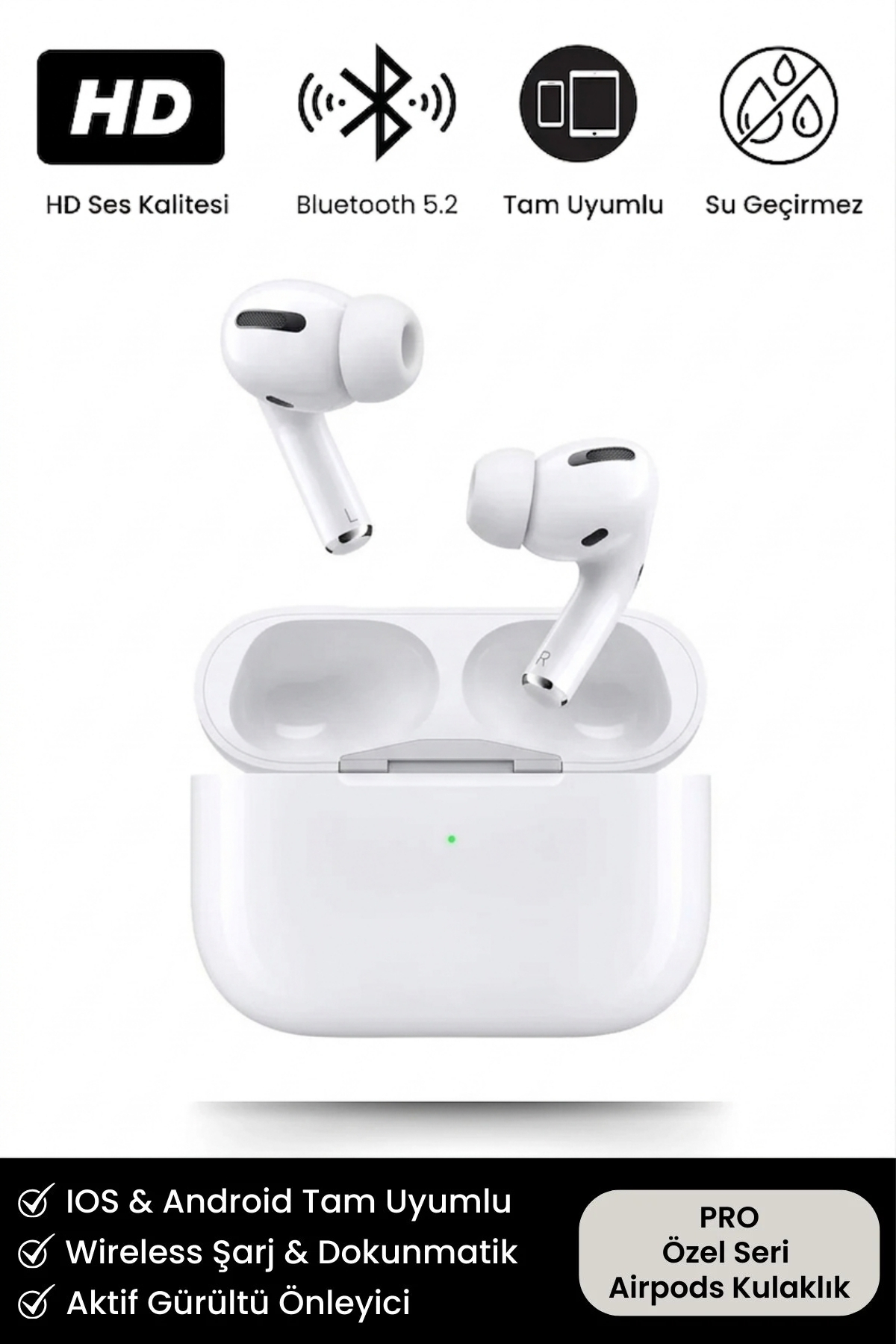 Premium Serisi White 2 Model IOS Android Uyumlu Aktif Gürültü Engelleme Kablosuz Bluetooth Kulaklık
