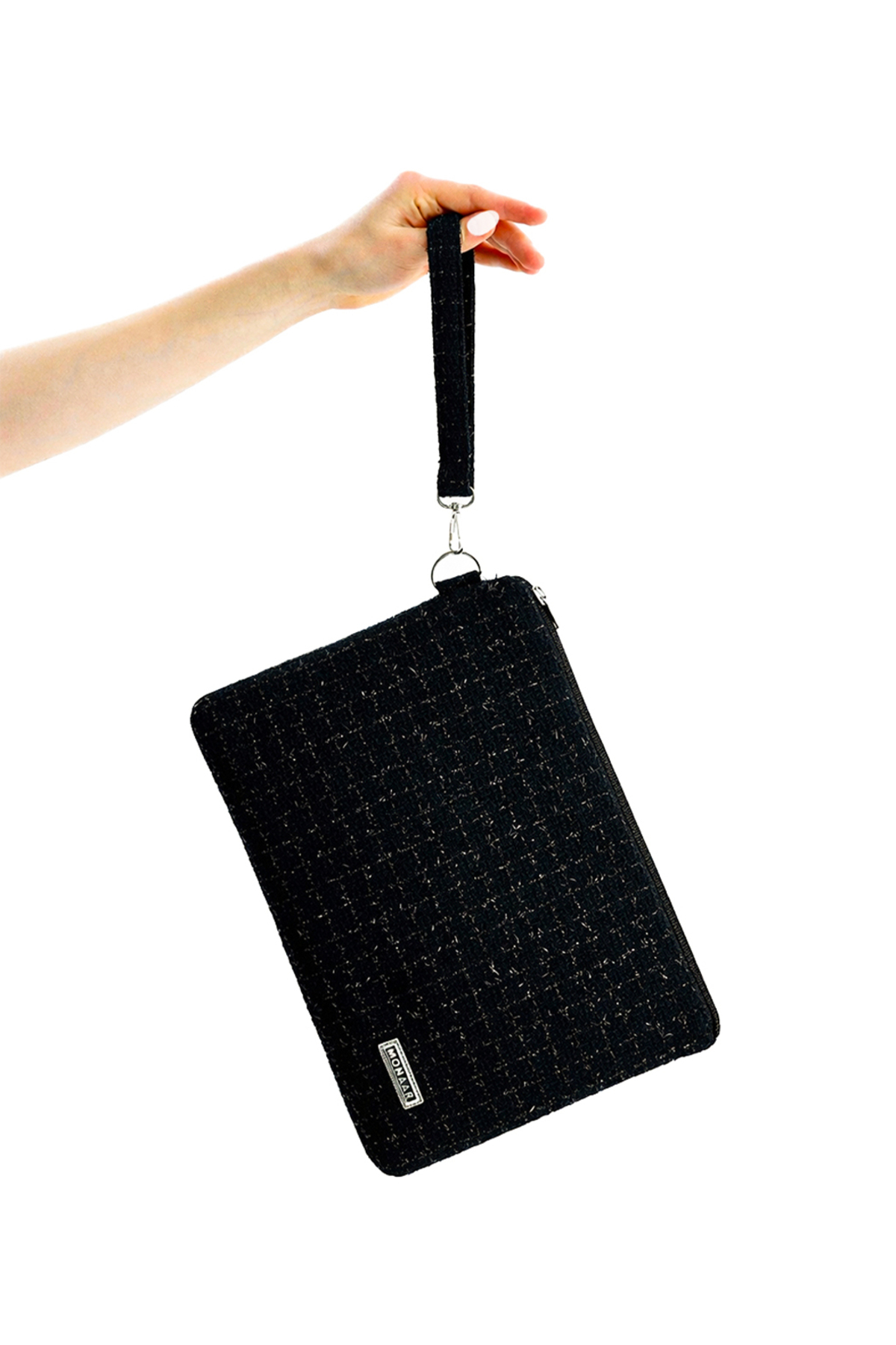 MONAAR Simli Parıltılı Tüvit Clutch Portföy Çanta Tablet Uyumlu görsel 2