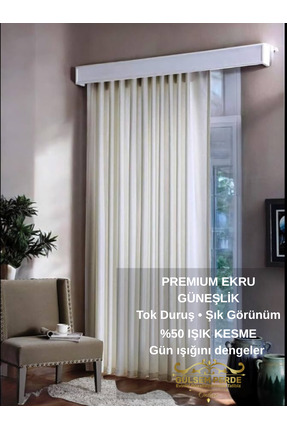 Gülsem Perde Keten Güneşlik Perde Ekru (KALİN ZEMİ?NLİ?) Ekru Renk (ETEK KURŞ...