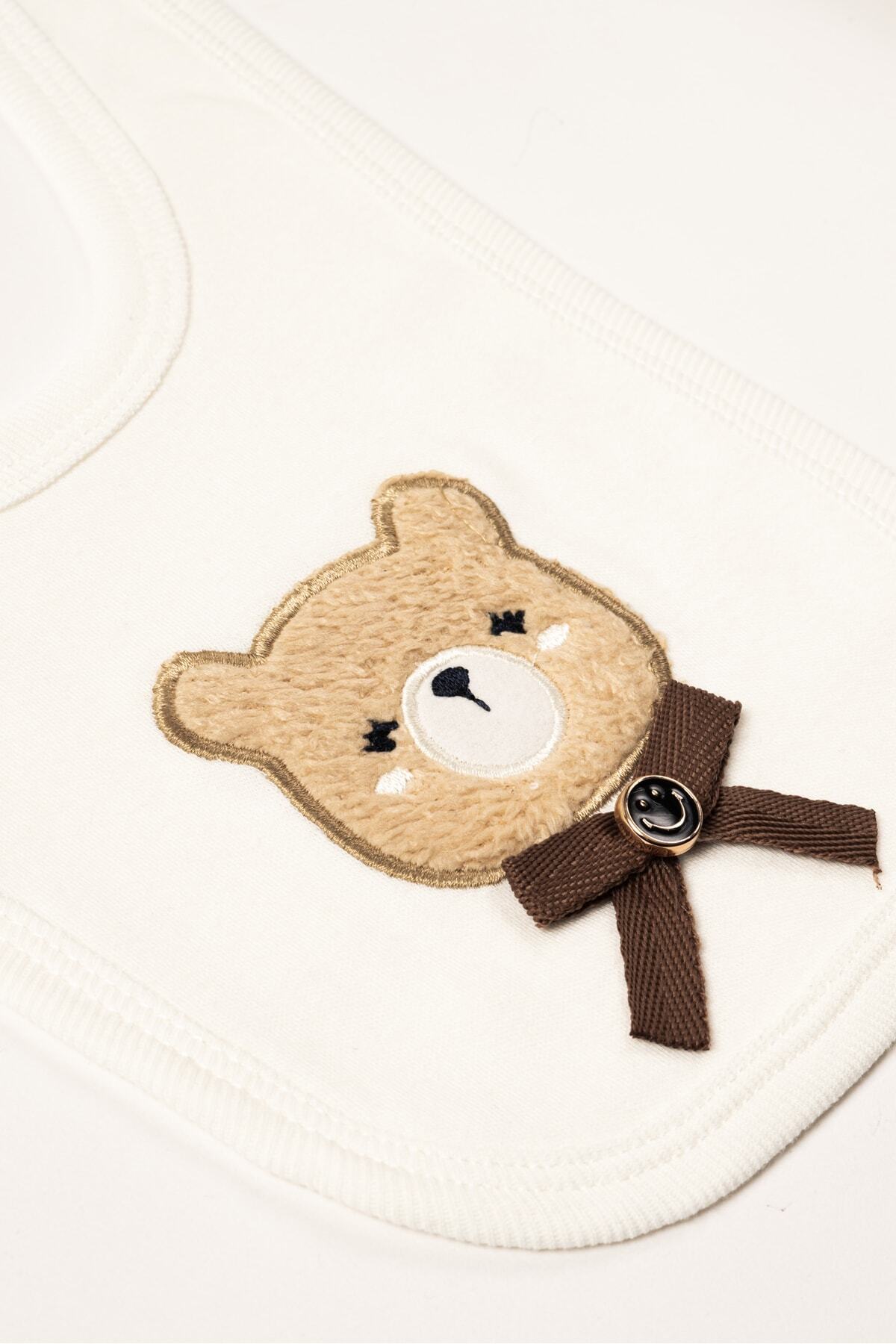 NEU KIDS (KUTULU) Ayıcıklı Süzene Nakışlı %100 Pamuklu Yenidoğan Kıyafetleri 5'li Hastane Çıkışı Zıbın Seti fotoğrafı 6 (önizleme)