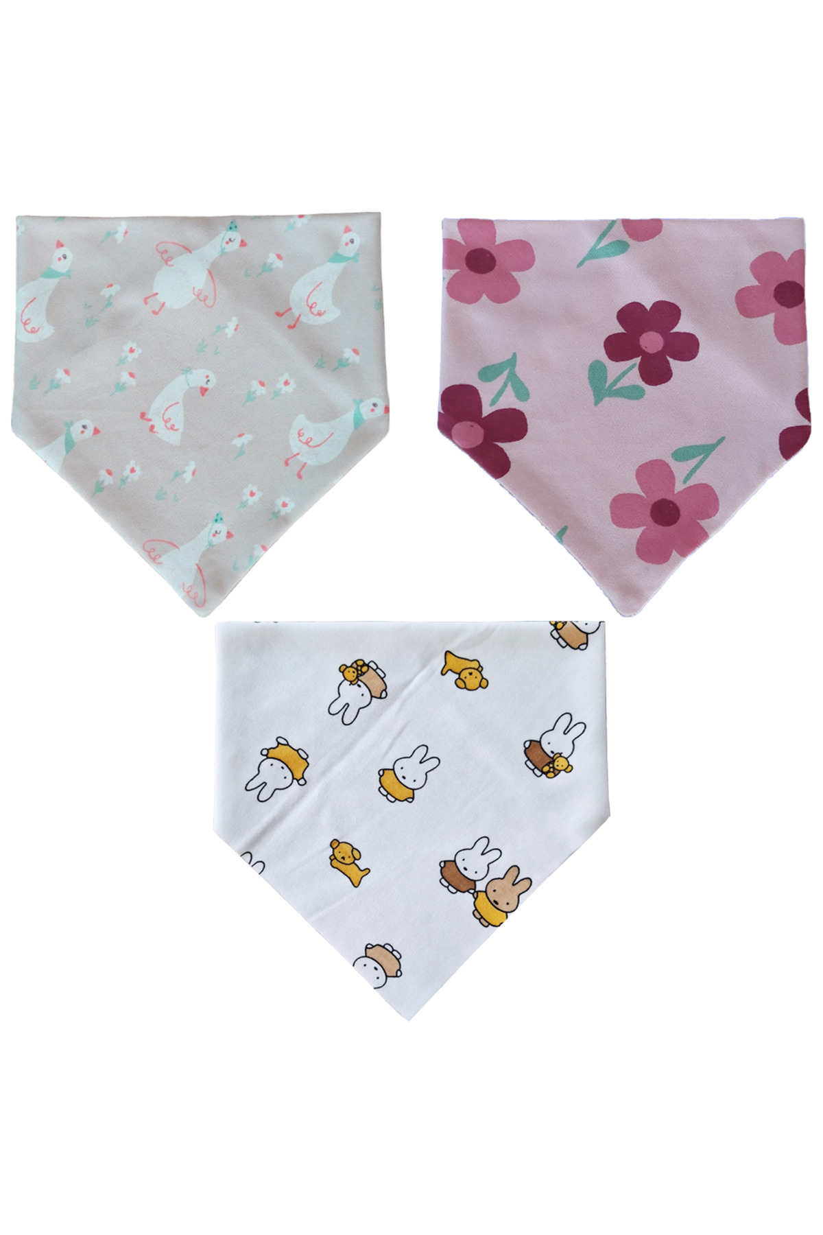 Baby Minik Kız Bebek Üçgen Fular Penye Salya Ve Mama Önlüğü 10 Adet fotoğrafı 4 (önizleme)