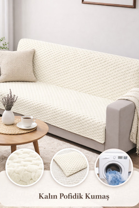 PEREN HOME Modern Kabartmalı Dokulu Koltuk Örtüsü 175x215 cm Kaymaz Esnek Kol...