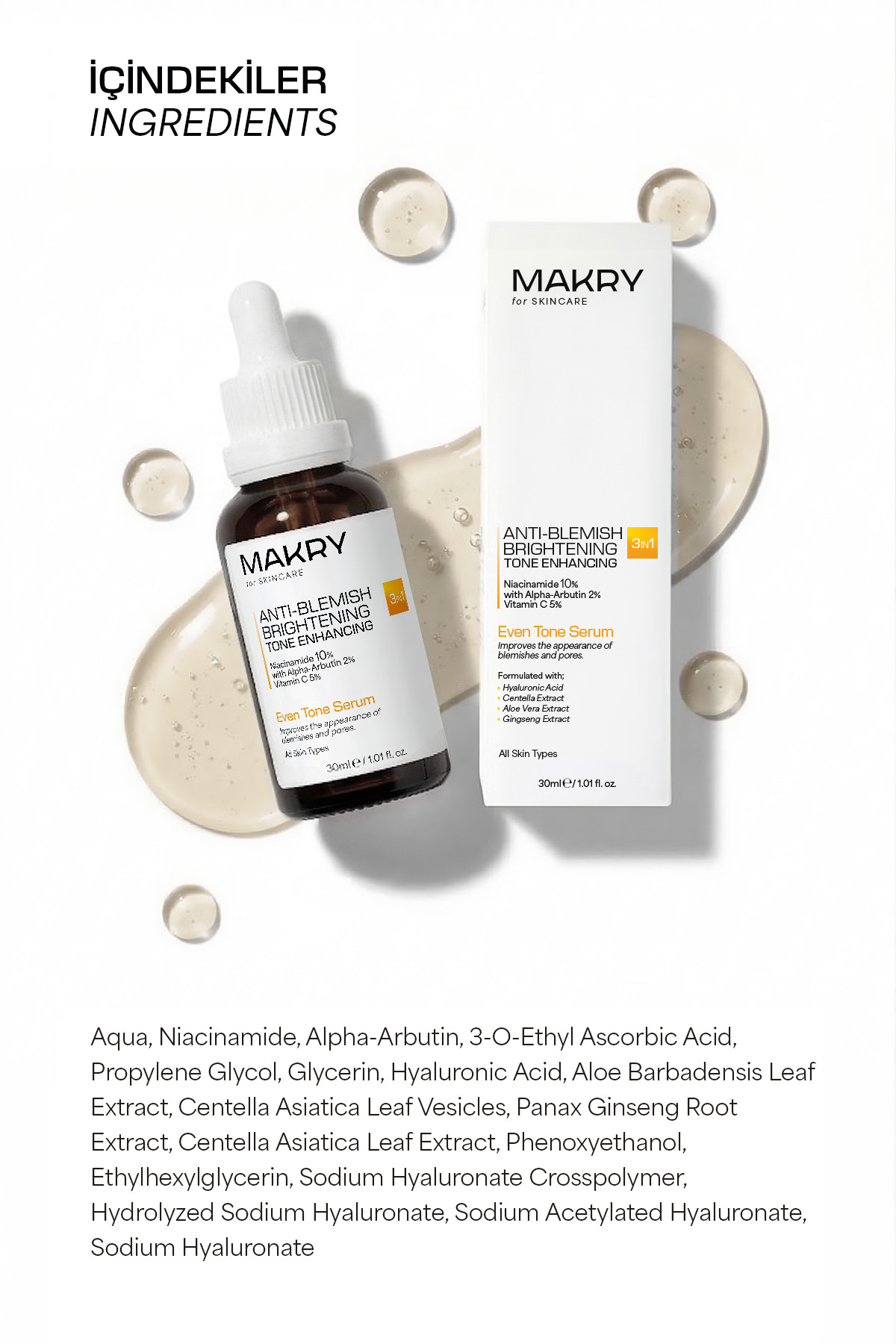 Even Tone Leke Karşıtı, Aydınlatıcı ve Ton Eşitleyici Serum 30ml (%10 Niacinamide, %2 Arbutin, %5 Vitamin C) — DMV2025-3 — تصویر 5 از 9