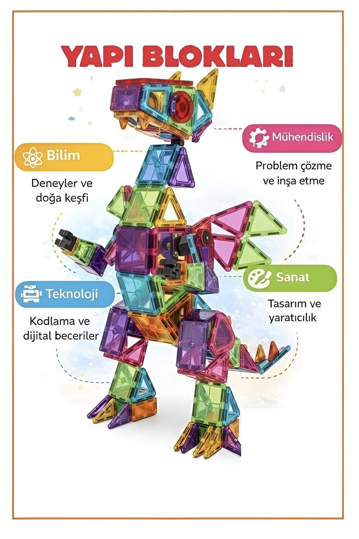 Hyd Manyetik Yapı Blokları Metal Kutulu Mini Boy Mini Ölçüler 3cm-6cm Ebatında 78 Parça Eğitici Oyuncak fotoğrafı 7 (önizleme)
