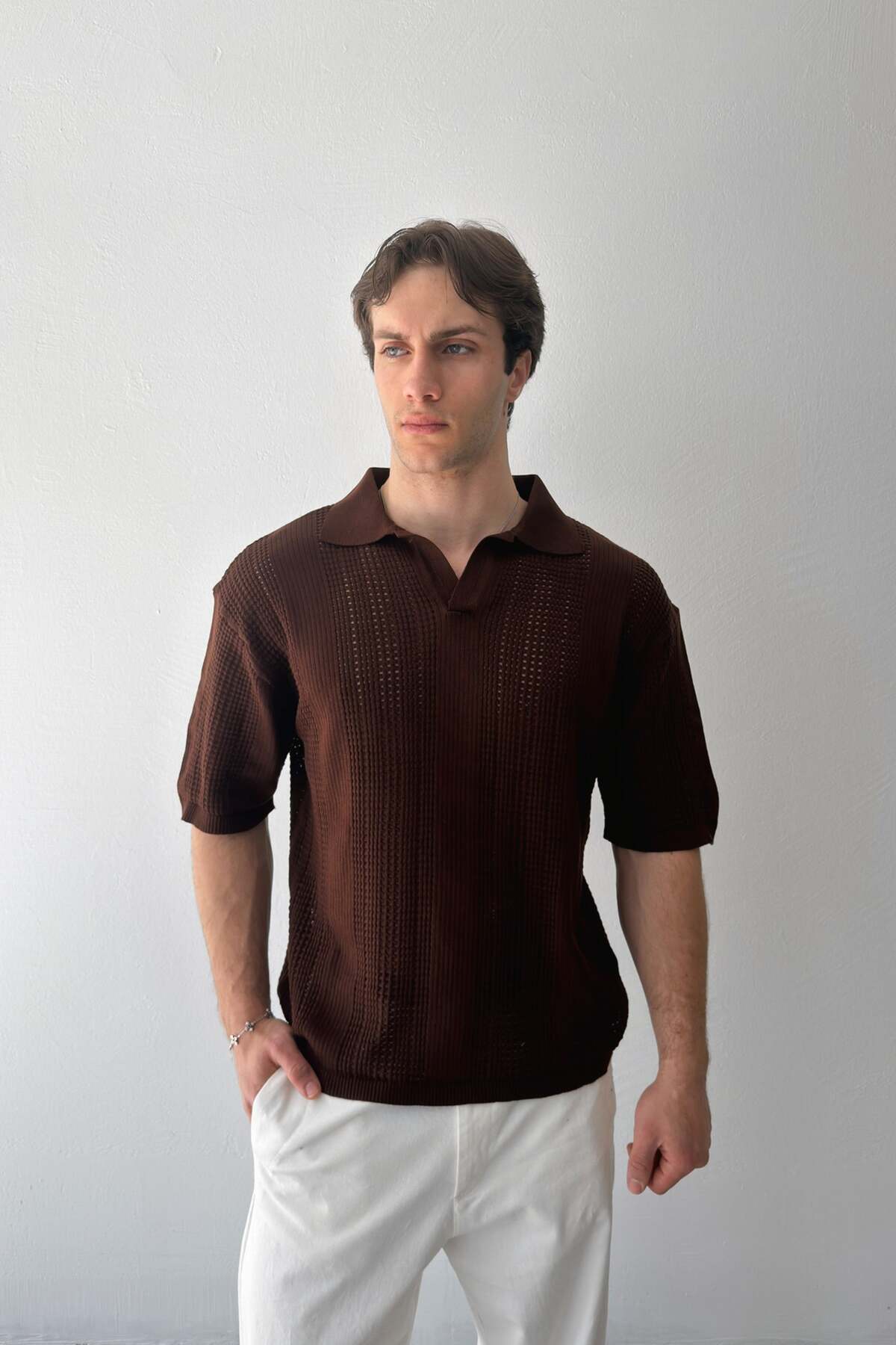 Flaw Wear Polo Neck Knitwear T-Shirt Brown