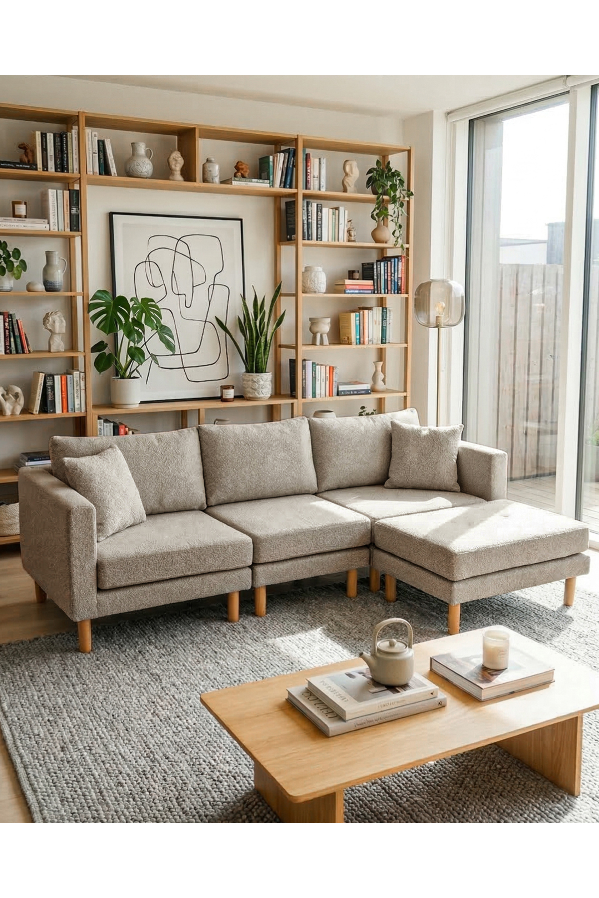Armin Smart Corner Sofa Set & Modern Modular Bed Corner Set - Milk Coffee - V160