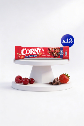 CORNY Kakao ve Kırmızı Meyveli Doğal Lif Kaynağı Tam Tahıl Bar 17g x 12 Adet