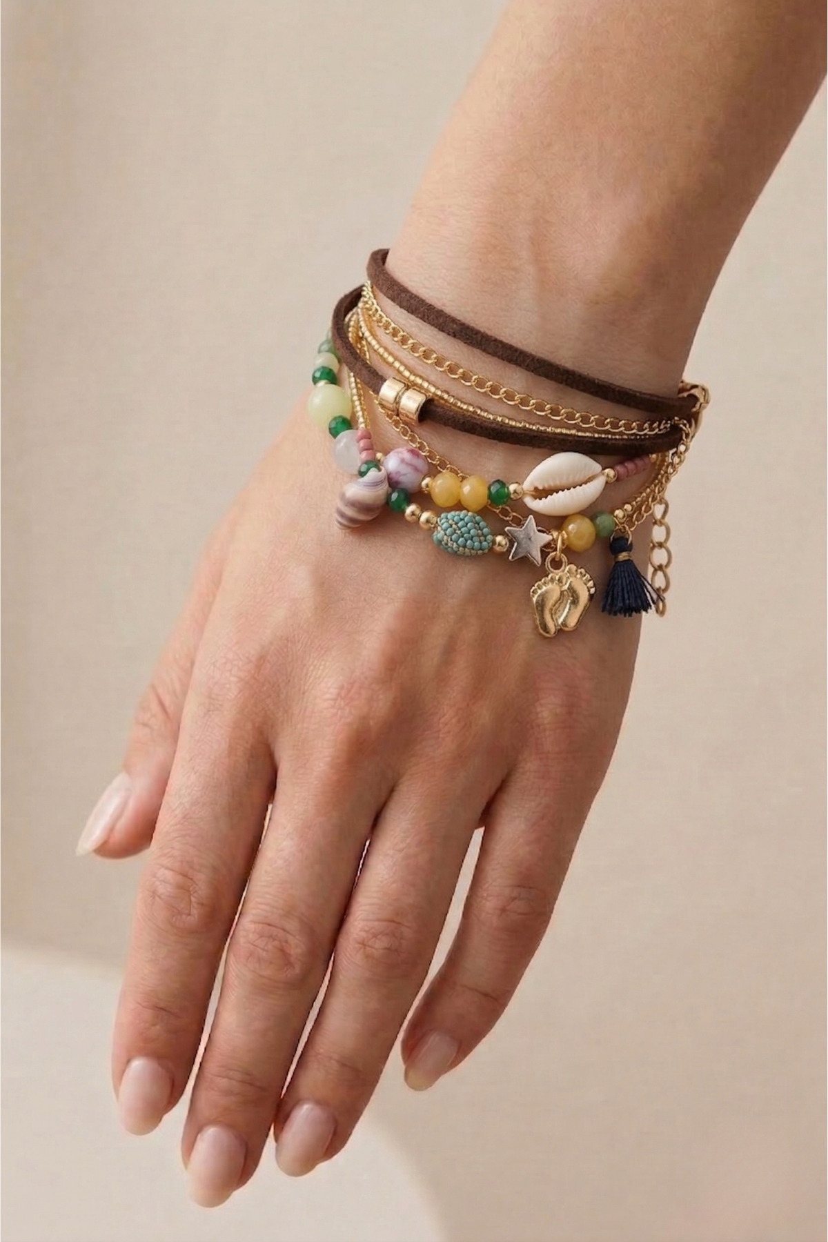 ETHNIC BOHEMIAN MULTIPLE BRACELET NATURAL STONE
