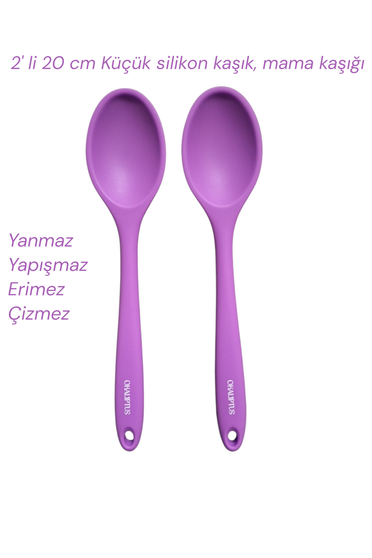 EMPA A V M 2' Li Okaliptus mor renk Yanmaz Yapışmaz Küçük (20 CM) Silikon Kaşık Mama Kaşığı fotoğrafı 2 (önizleme)