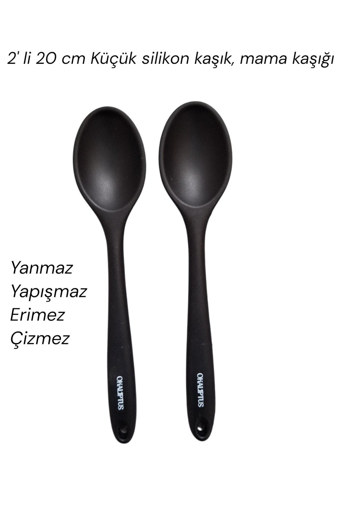 EMPA A V M Okaliptus Yanmaz Yapışmaz 2'li Küçük Silikon Kaşık Mama Kaşığı 20 Cm Lik fotoğrafı 2 (önizleme)
