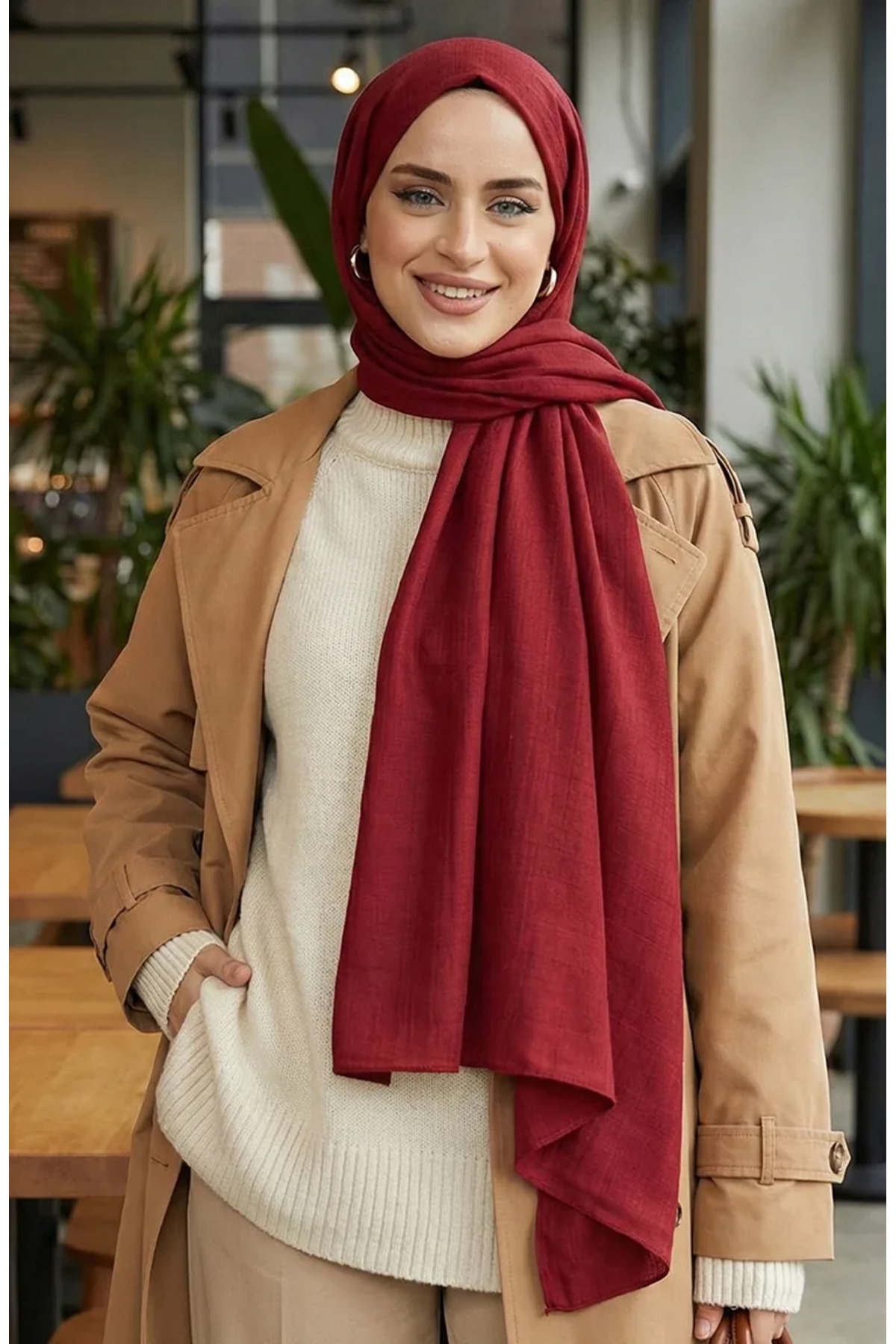 sefamerve Karaca Armül Şal 81076-18 Bordo