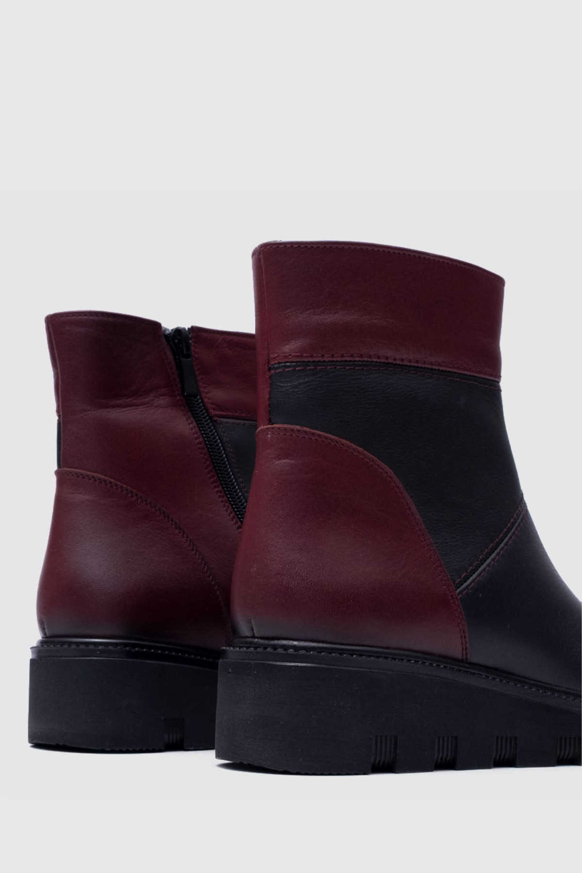 Beta Lacivert, Bordo Hakiki Deri Kadın Comfort Bot [BT070013] görsel 5